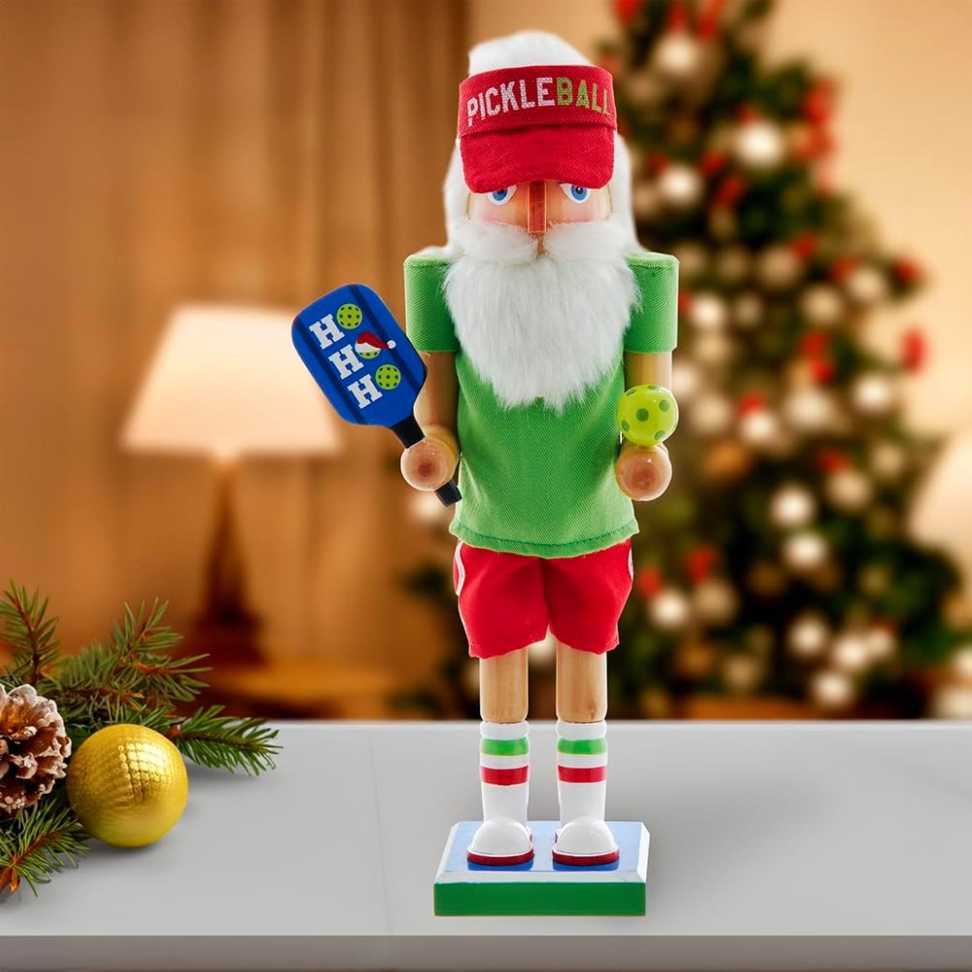 Kurt Adler Wooden Pickleball Christmas Nutcracker, 12in