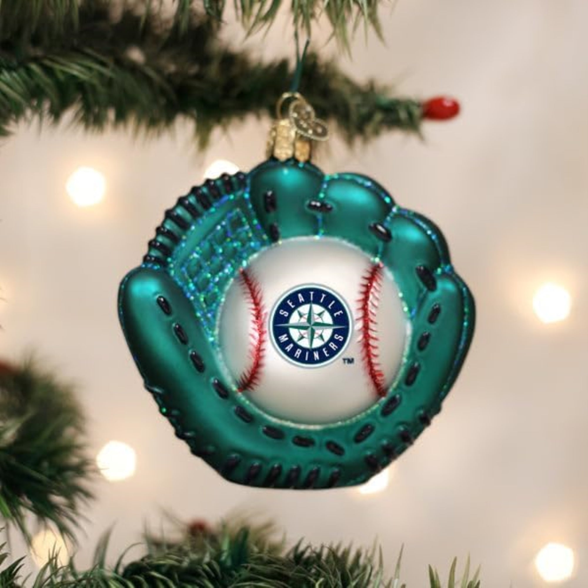 Old World Christmas Blown Glass Ornament for Christmas Tree, Seattle Mariners Baseball Mitt