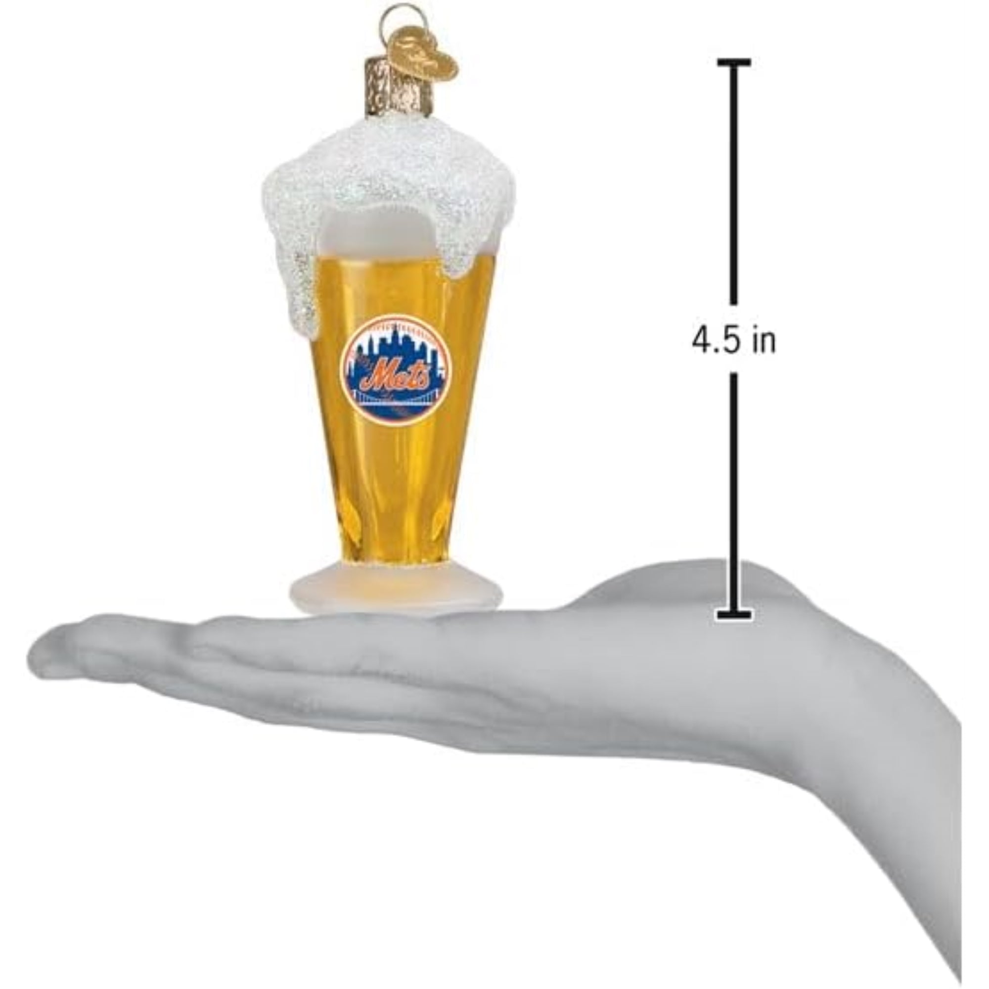 Old World Christmas Blown Glass Ornament for Christmas Tree, New York Mets Glass of Beer