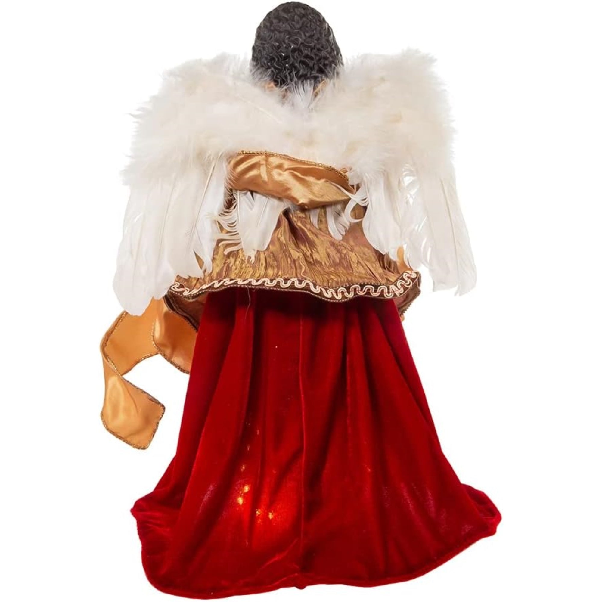 Kurt Adler 10-Light African American Angel Tree Topper, Red/Gold, 16.5in