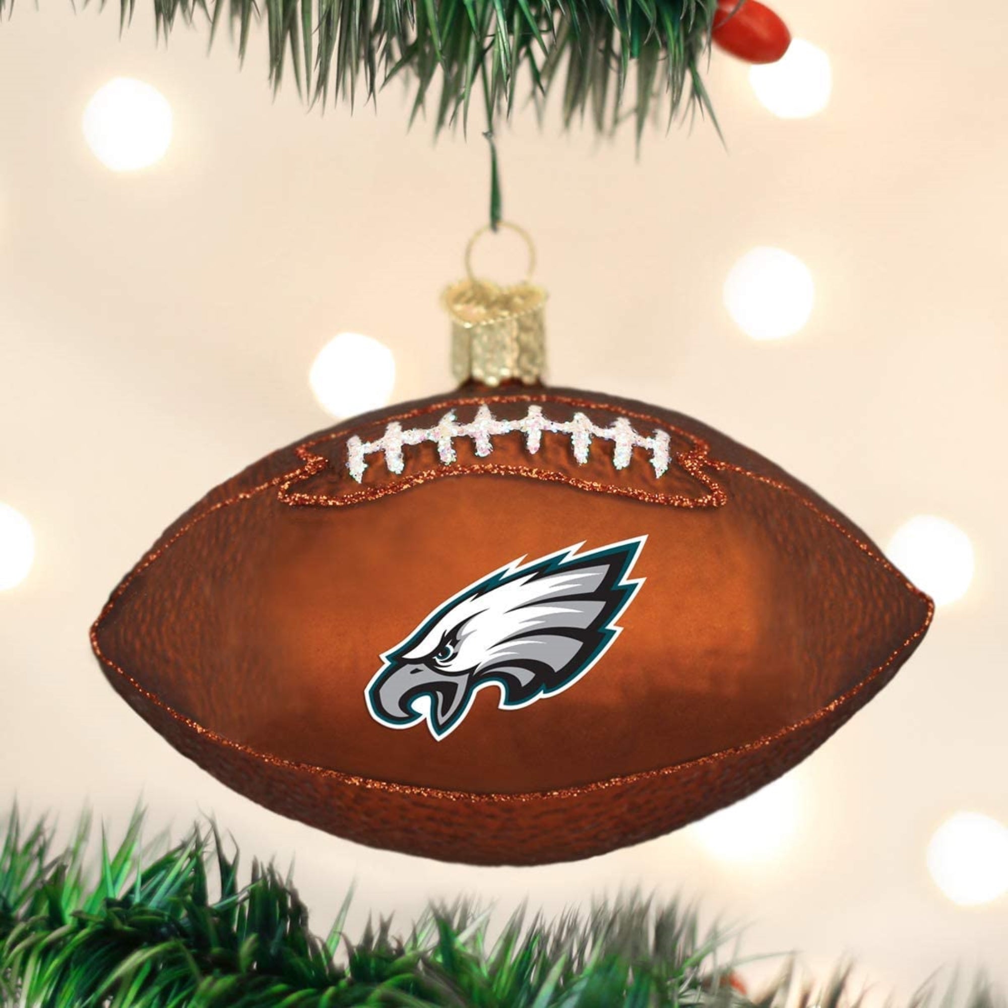 Old World Christmas Blown Glass Ornament for Christmas Tree, Philadelphia Eagles Football