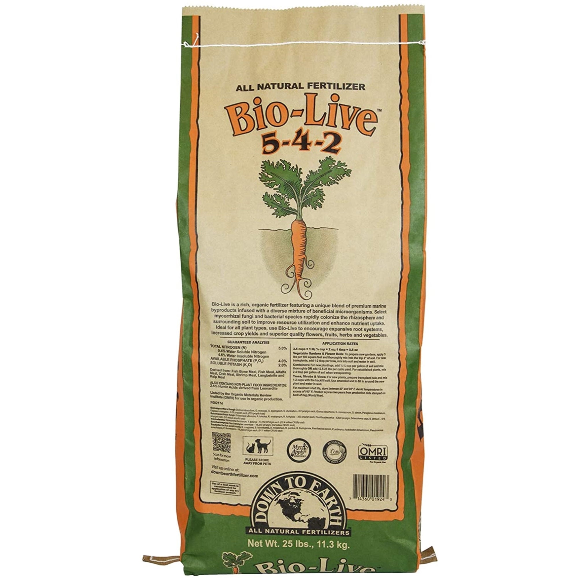 Down to Earth Organic Bio-Live Fertilizer Mix 5-4-2