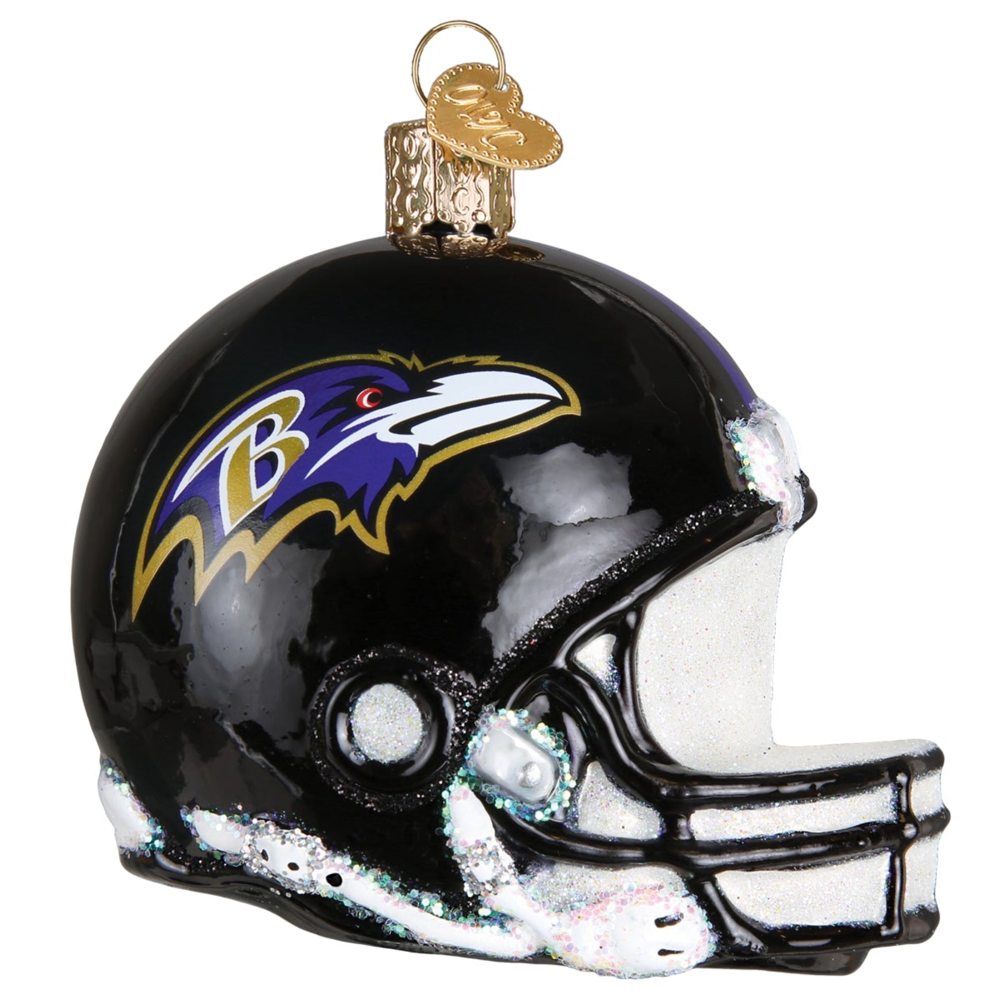 Old World Christmas Blown Glass Ornament for Christmas Tree, Baltimore Ravens Helmet