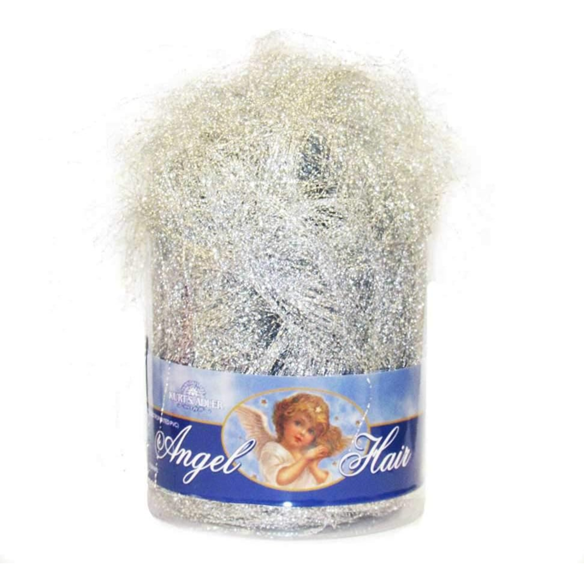 Kurt Adler Electroplated Angel Hair Tinsel Strands, Shimmering Silver, 15G