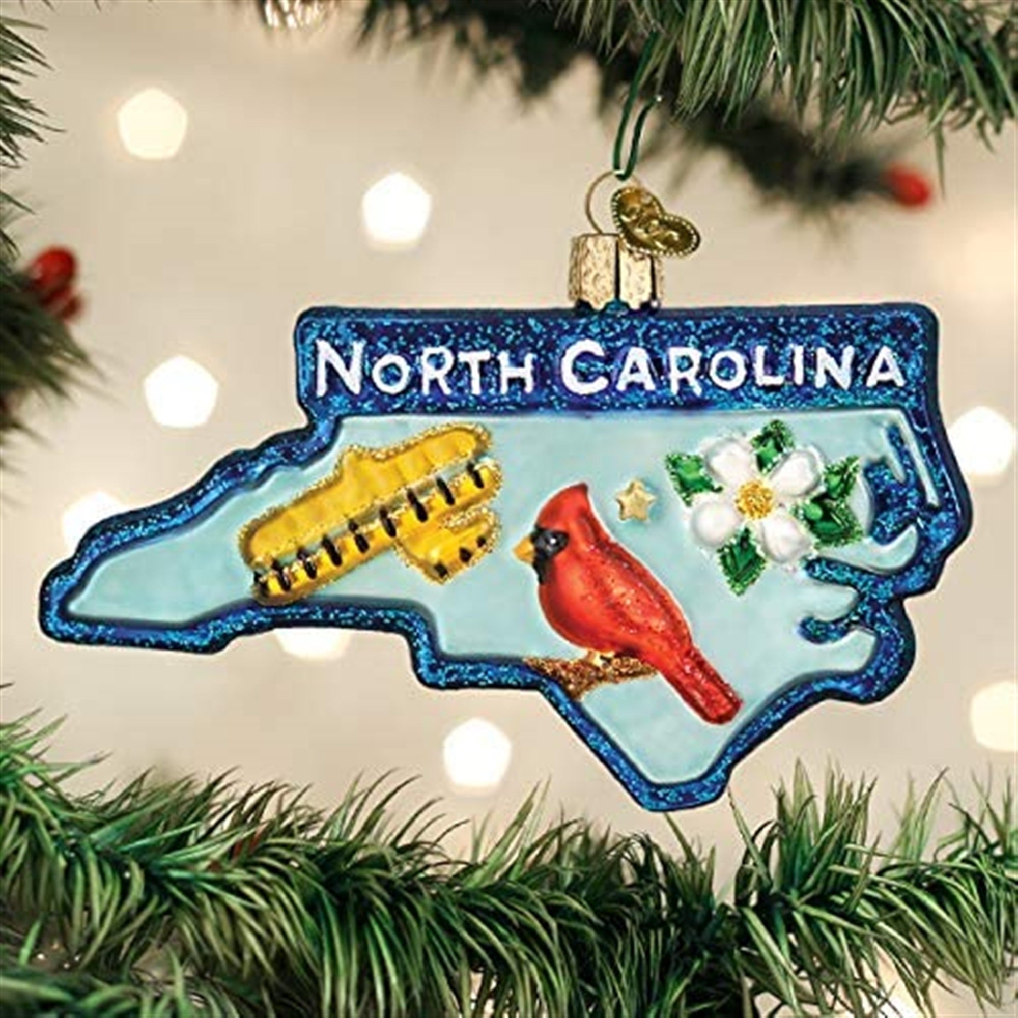 Old World Christmas Blown Glass Ornament for Christmas Tree, State of North Carolina