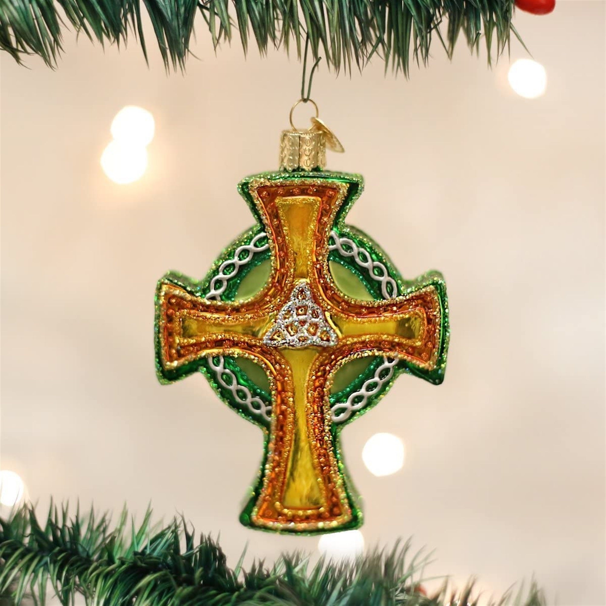 Old World Christmas Blown Glass Ornament for Christmas Tree, Trinity Cross