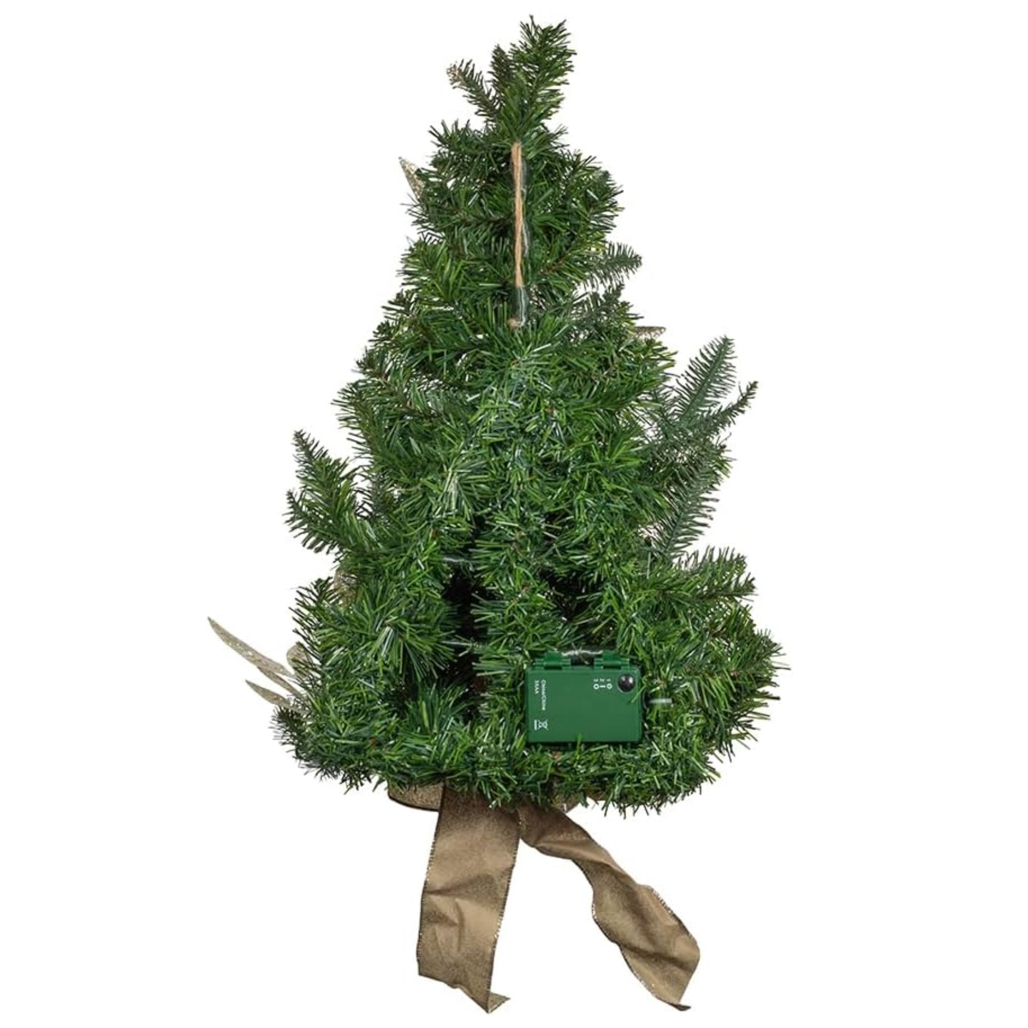 Kurt Adler Pre-Lit Battery Operated Wall Tree with Bow, Champagne, 22in