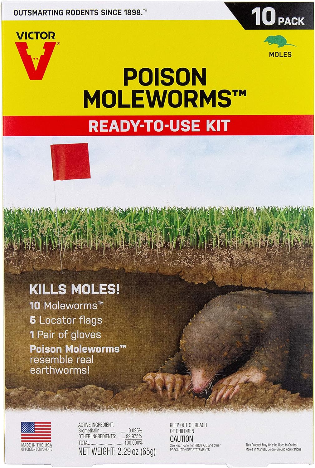 Victor Poison Moleworms, Yellow 10 Count