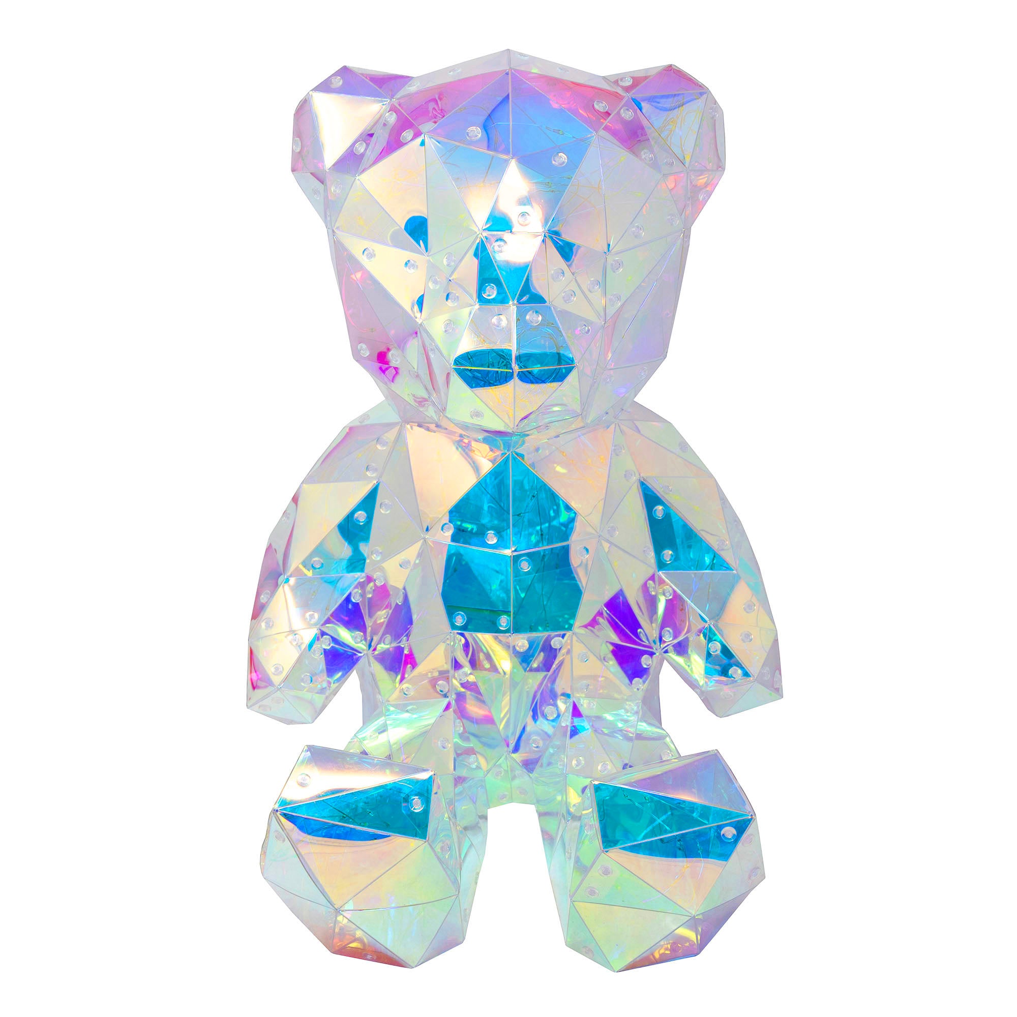 Kurt Adler Pre-Lit Cool White LED Magical Holographic Iridescent Teddy Bear, 15.75in