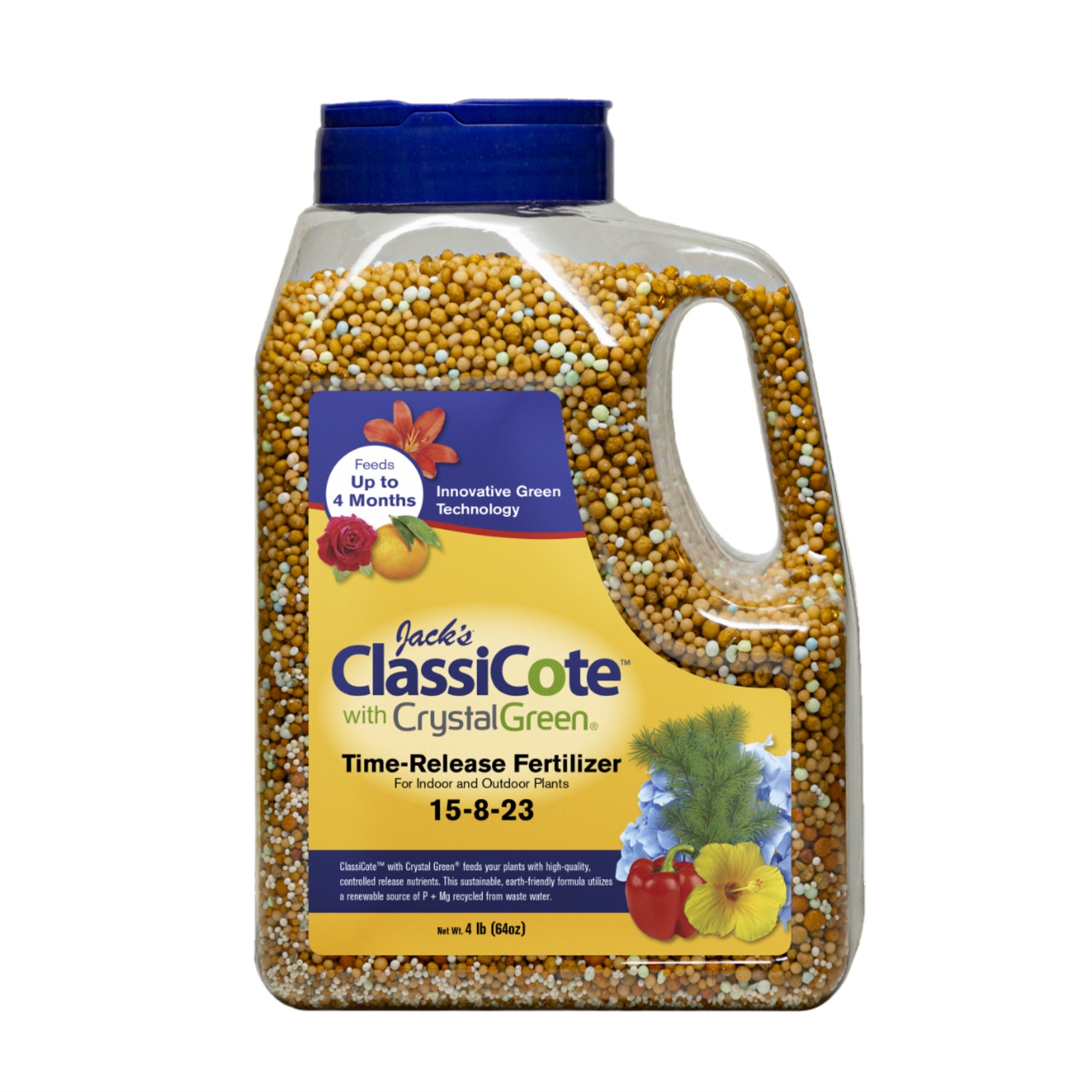 Jack's ClassiCote with Crystal Green, 15-8-23 Time-Release Fertilizer for Indoor and Outdoor Plants