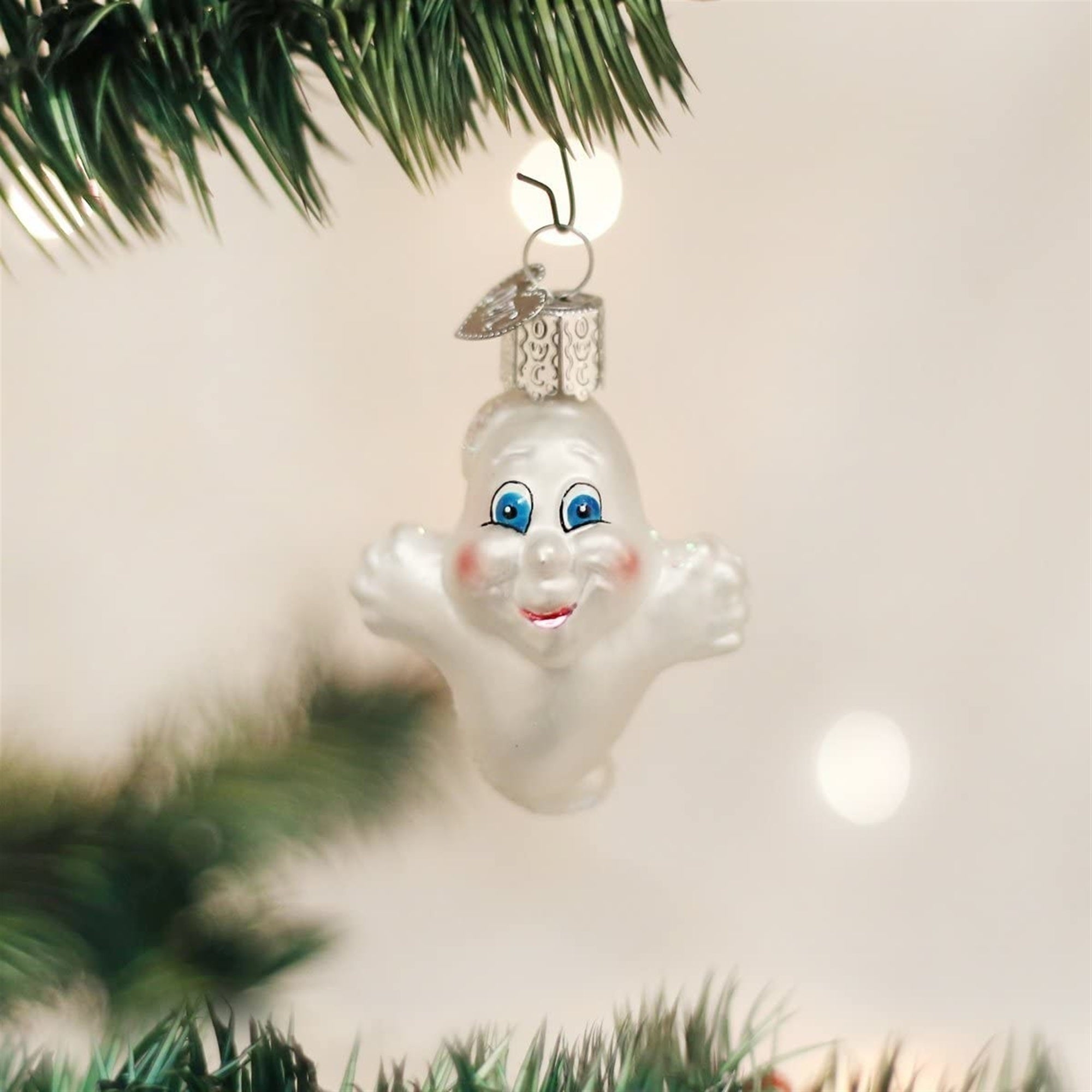 Old World Christmas Glass Blown Miniature Ghost Ornament