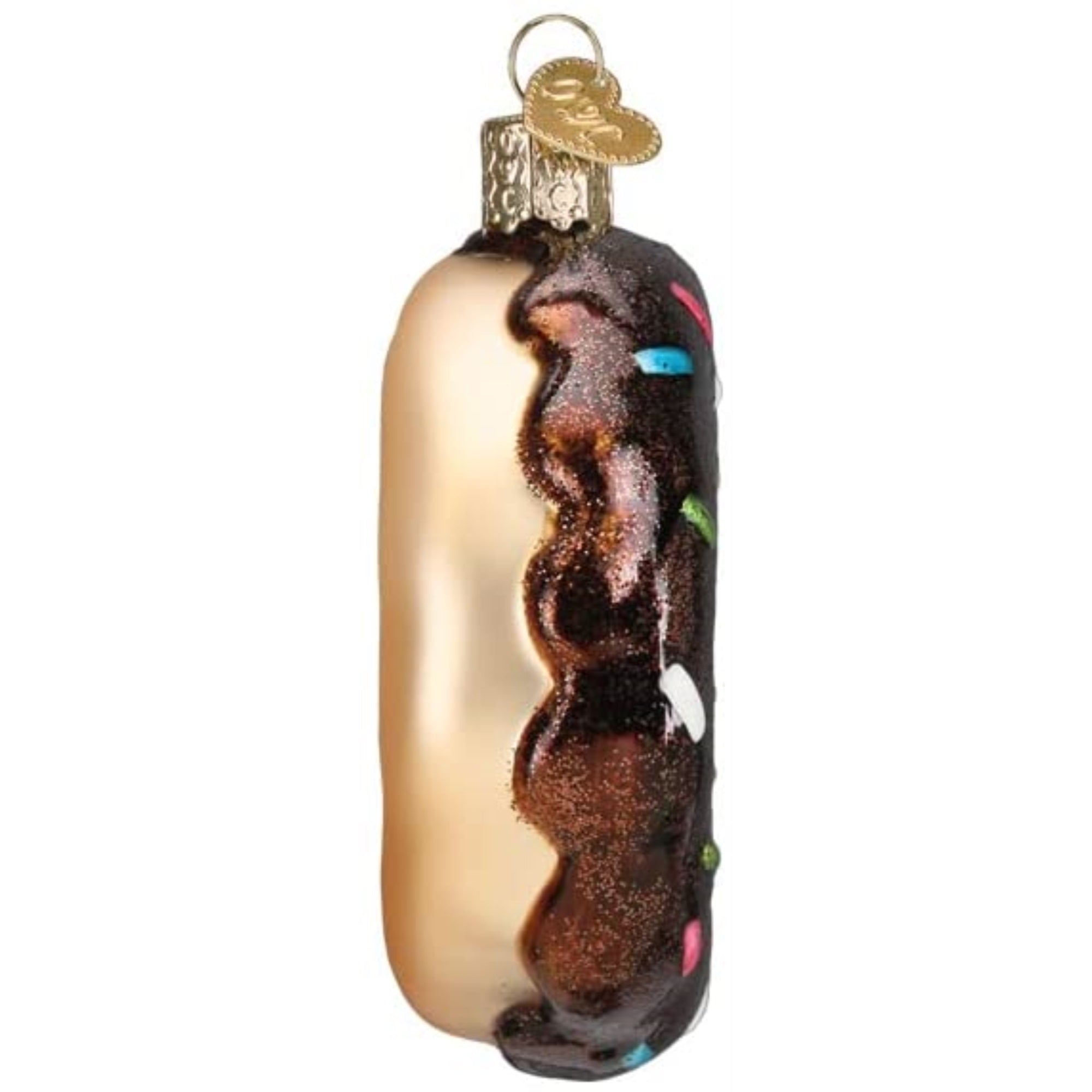 Old World Christmas Blown Glass Ornament for Christmas Tree, Chocolate Sprinkles Donut