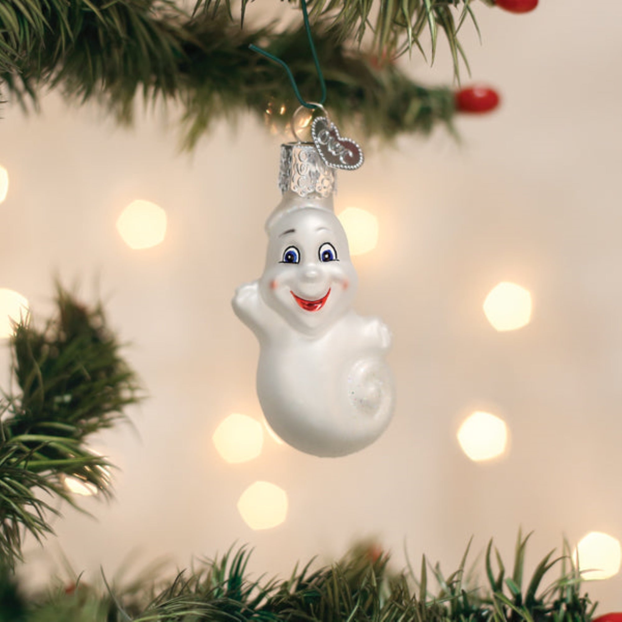 Old World Christmas Blown Glass Hanging Ornament for Halloween, Mini Ghost (with OWC Gift Box)