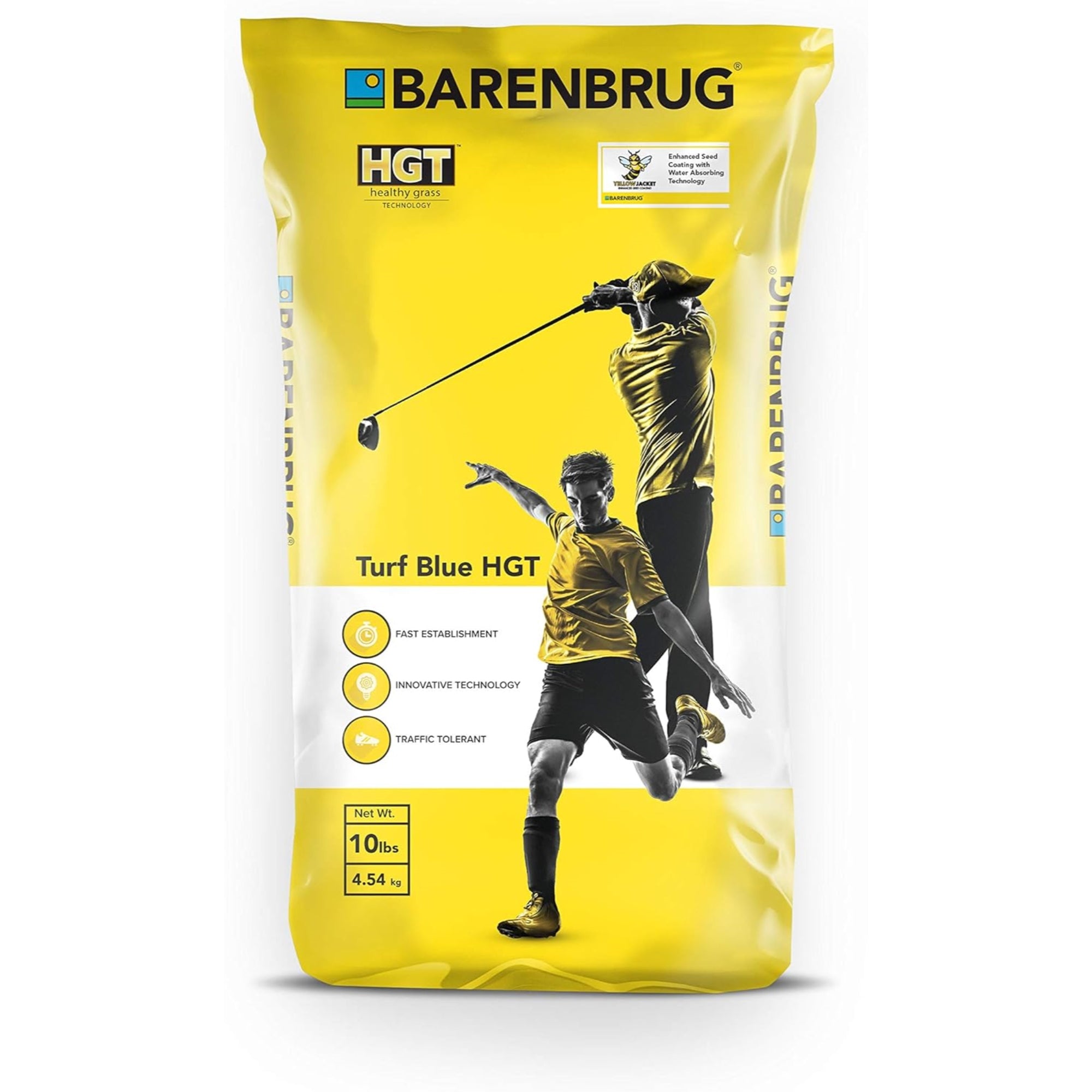 Barenbrug Turf Blue Healthy Grass Technology Lawn Seed Blend with Yellow Jacket Seed Coating, Heavy-Traffic HGT Grass Seed Mix for All Climates, 10lb