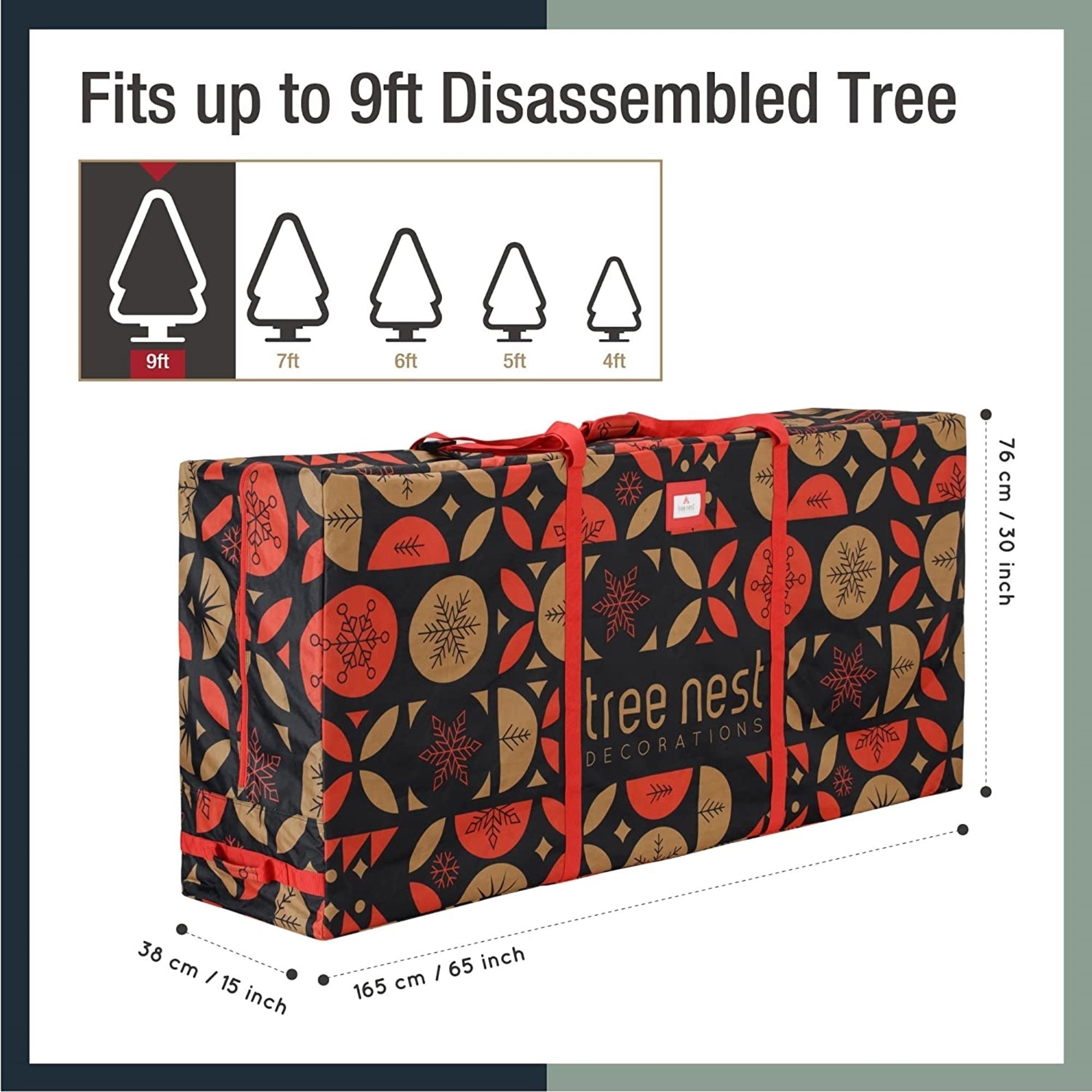 Tree Nest Christmas Tree Storage Bag for 9-foot Disassembled Artificial Christmas Tree, Waterproof - Oxford Canvas Print, Extra Large