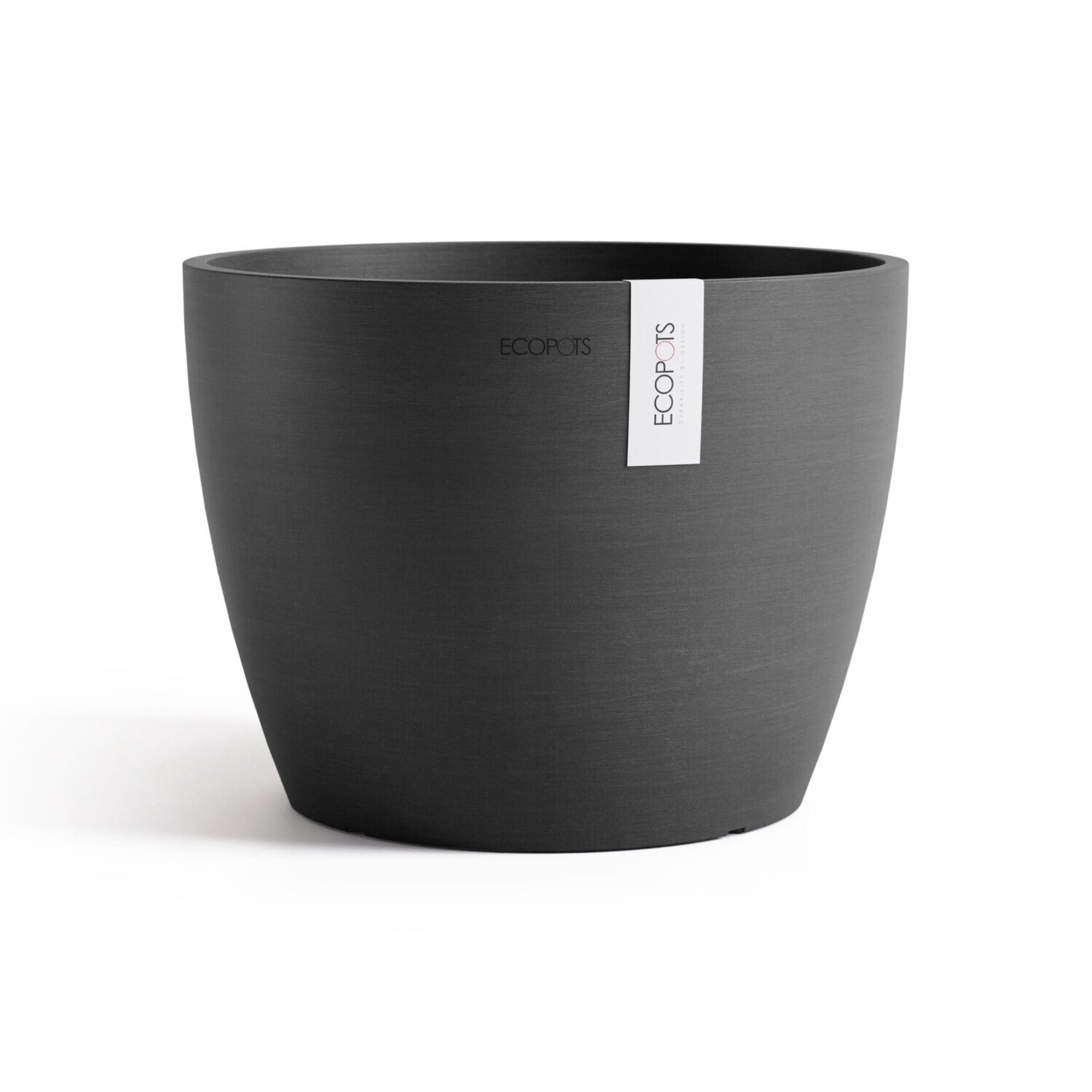 EcoPots Stockholm Durable Indoor/Outdoor Modern Round Recycled Plastic Planter Flower Pot