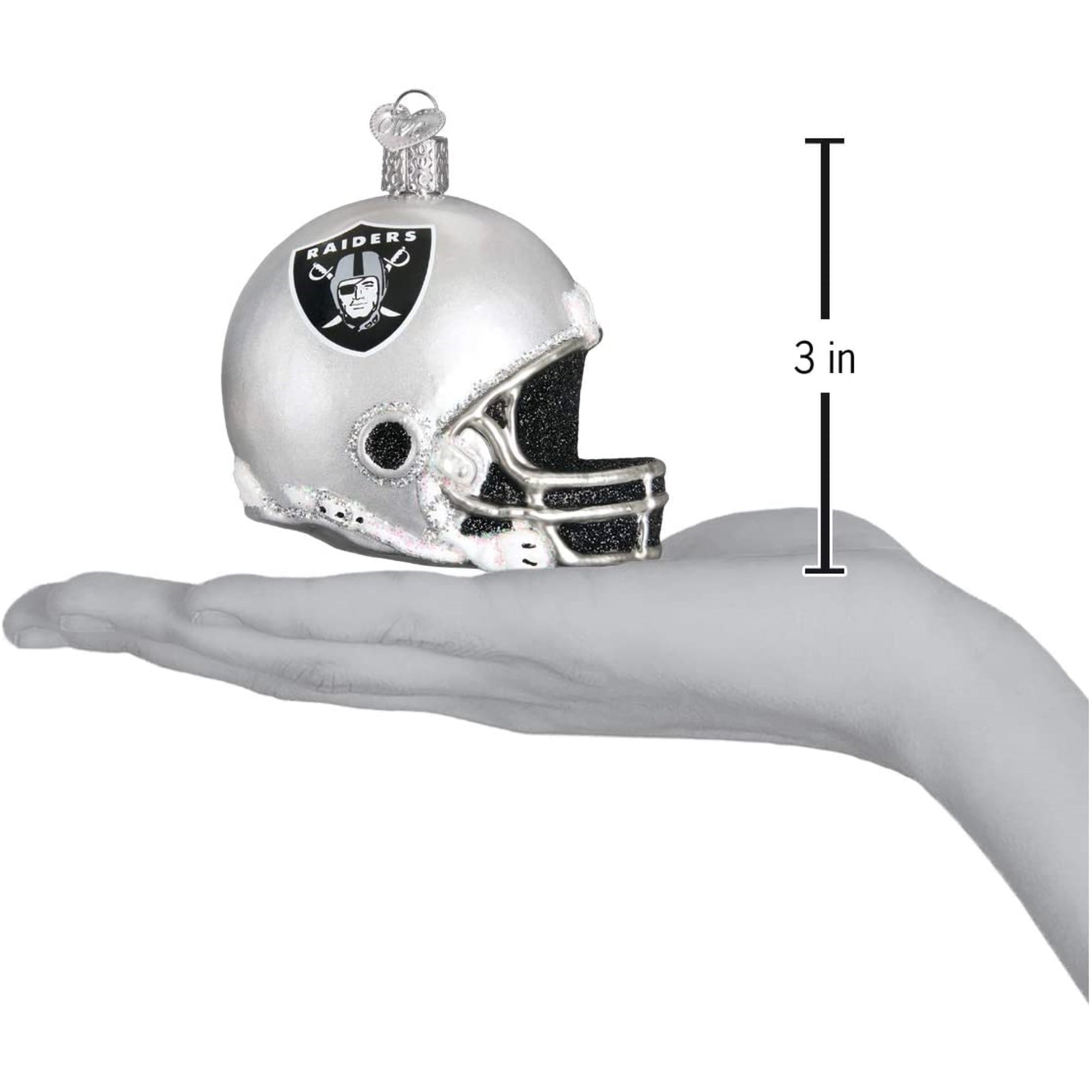 Old World Christmas Blown Glass Ornament for Christmas Tree, Las Vegas Raiders Helmet