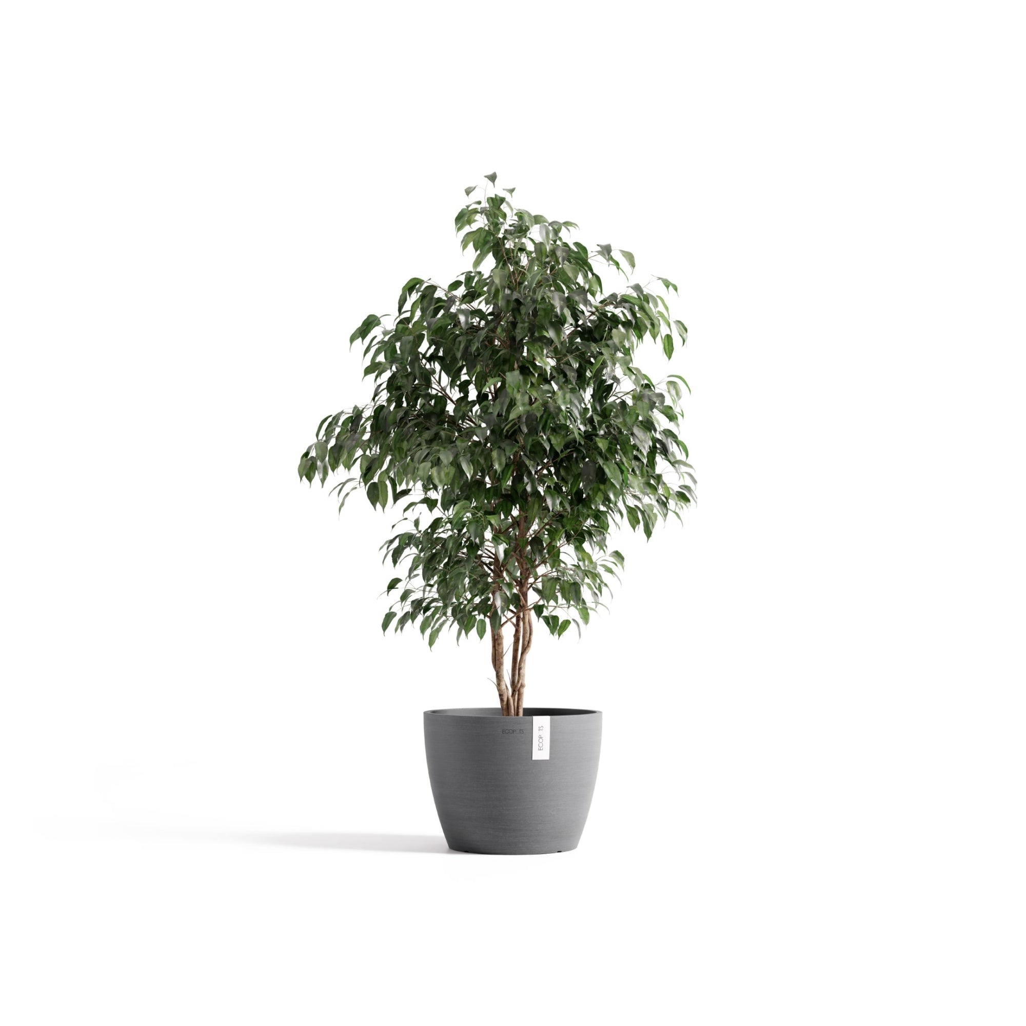 EcoPots Stockholm Durable Indoor/Outdoor Modern Round Recycled Plastic Planter Flower Pot