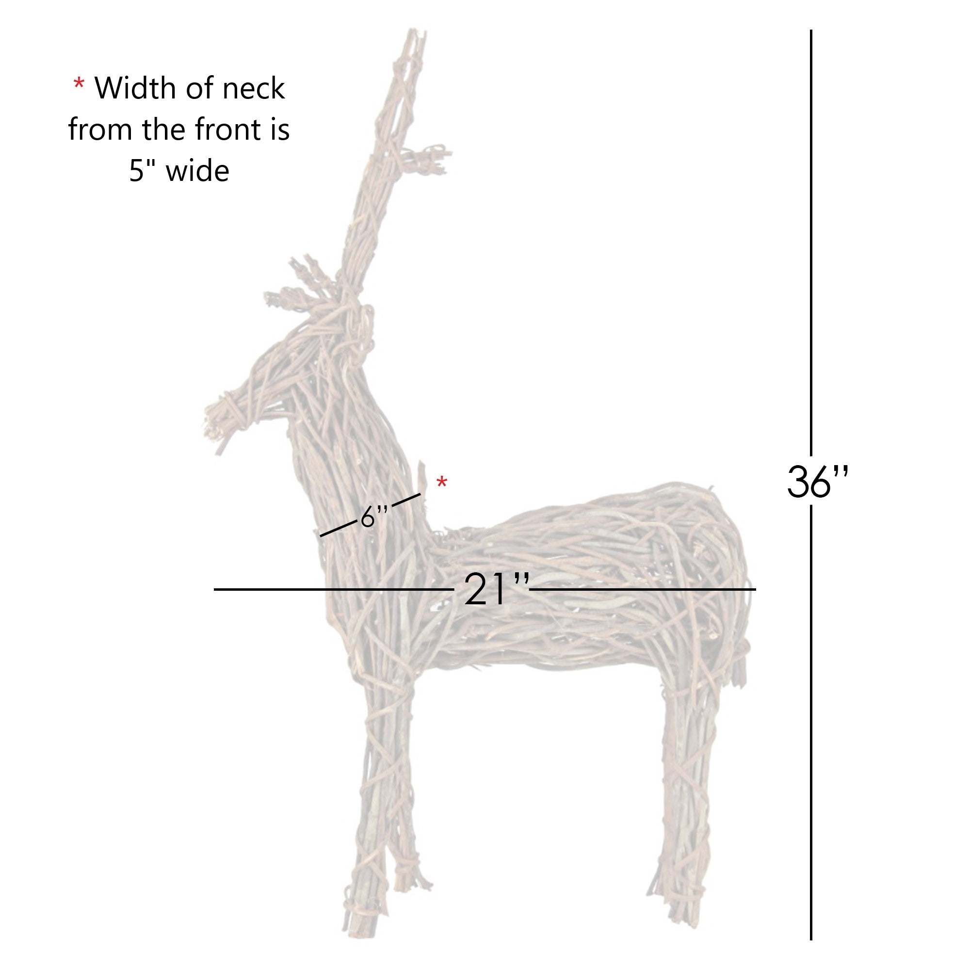 Garden Elements Outdoor Christmas Decoration, Grapevine Standing Deer, Brown 24"