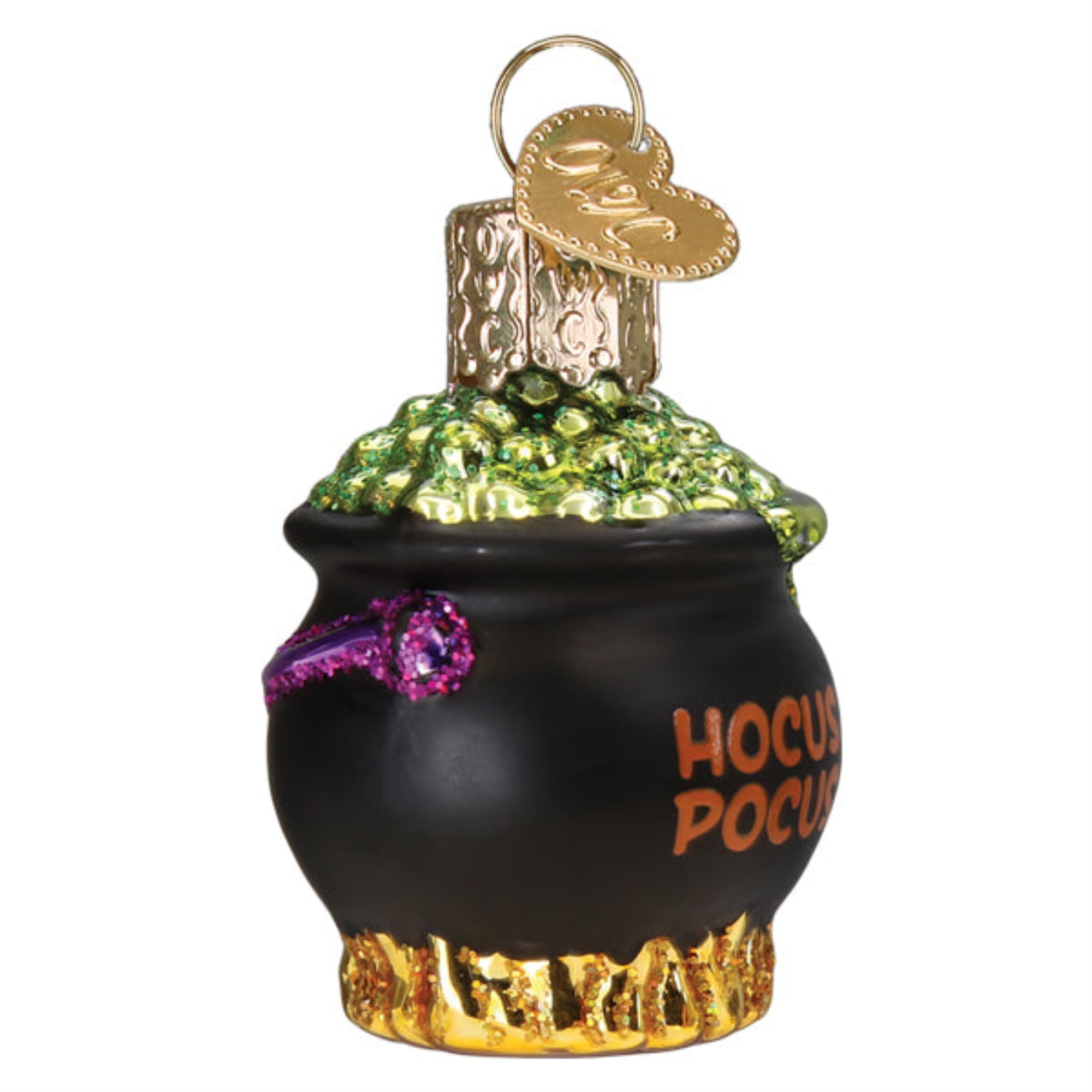 Old World Christmas Blown Glass Hanging Ornament for Halloween, Mini Cauldron (with OWC Gift Box)