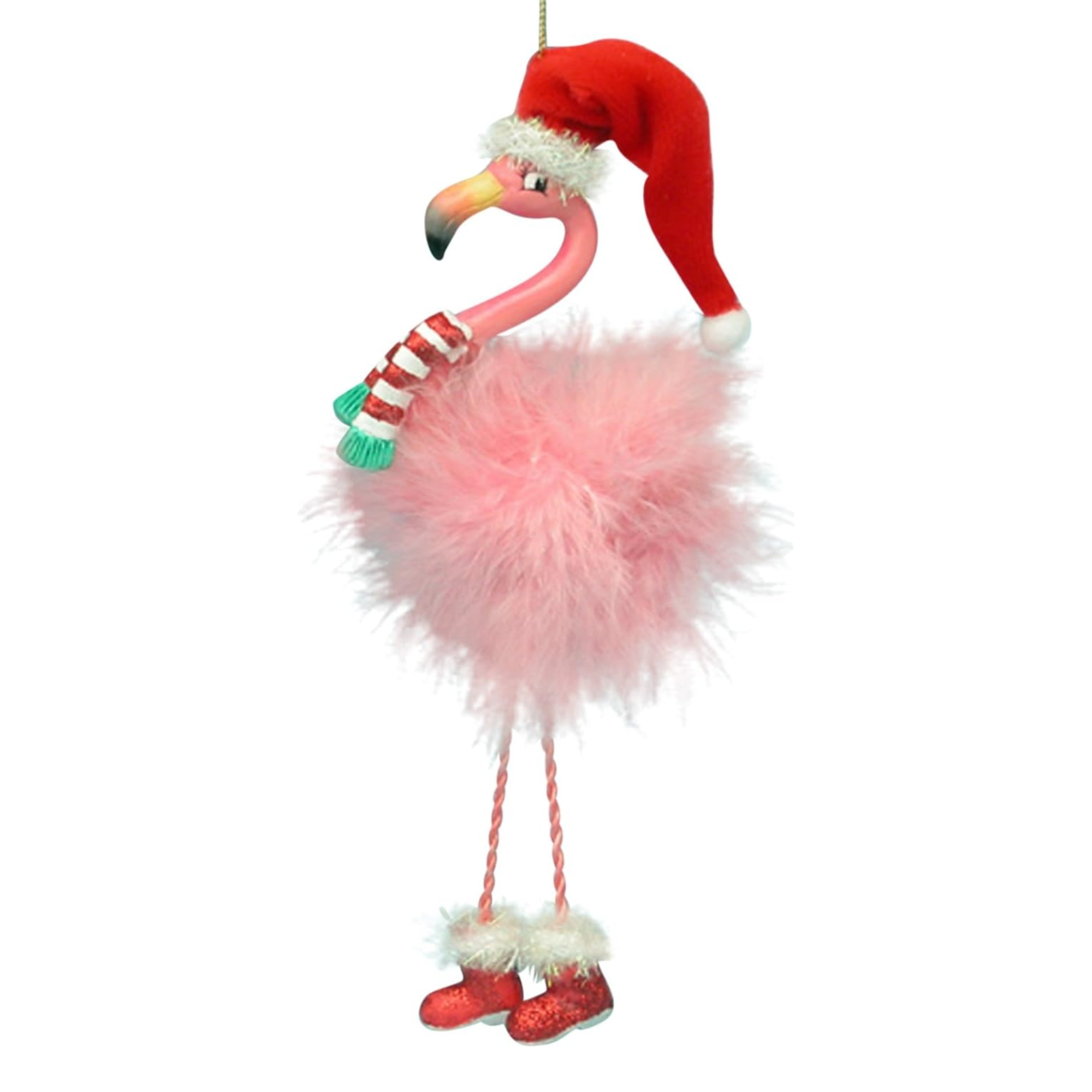 Kurt Adler Resin Christmas Ornament, Flamingo with Dangle Legs