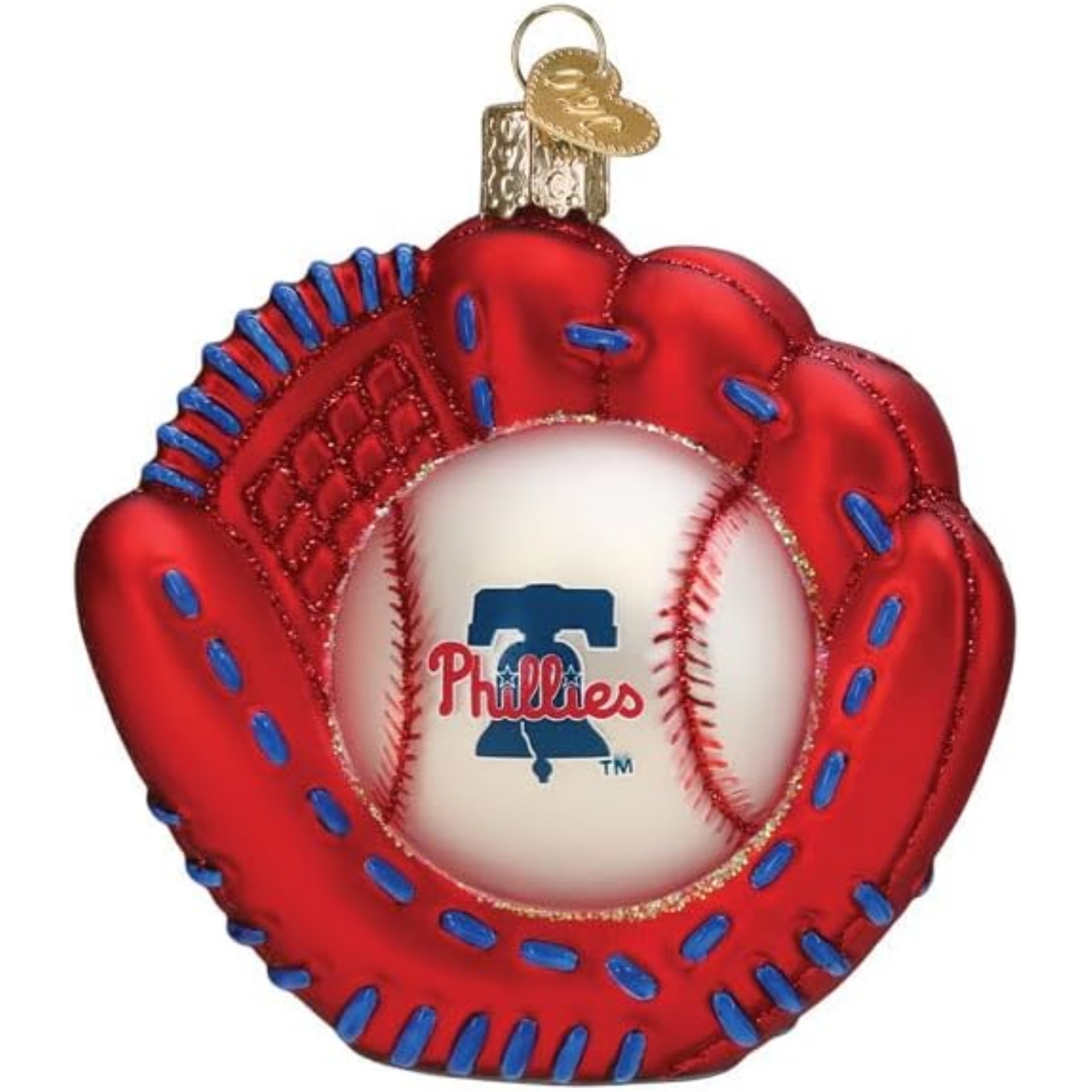 Old World Christmas Blown Glass Ornament for Christmas Tree, Philadelphia Phillies Baseball Mitt