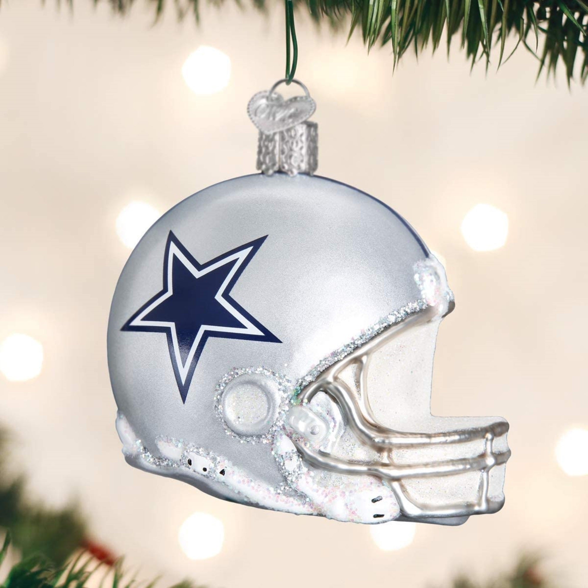 Old World Christmas Blown Glass Ornament for Christmas Tree, Dallas Cowboys Helmet