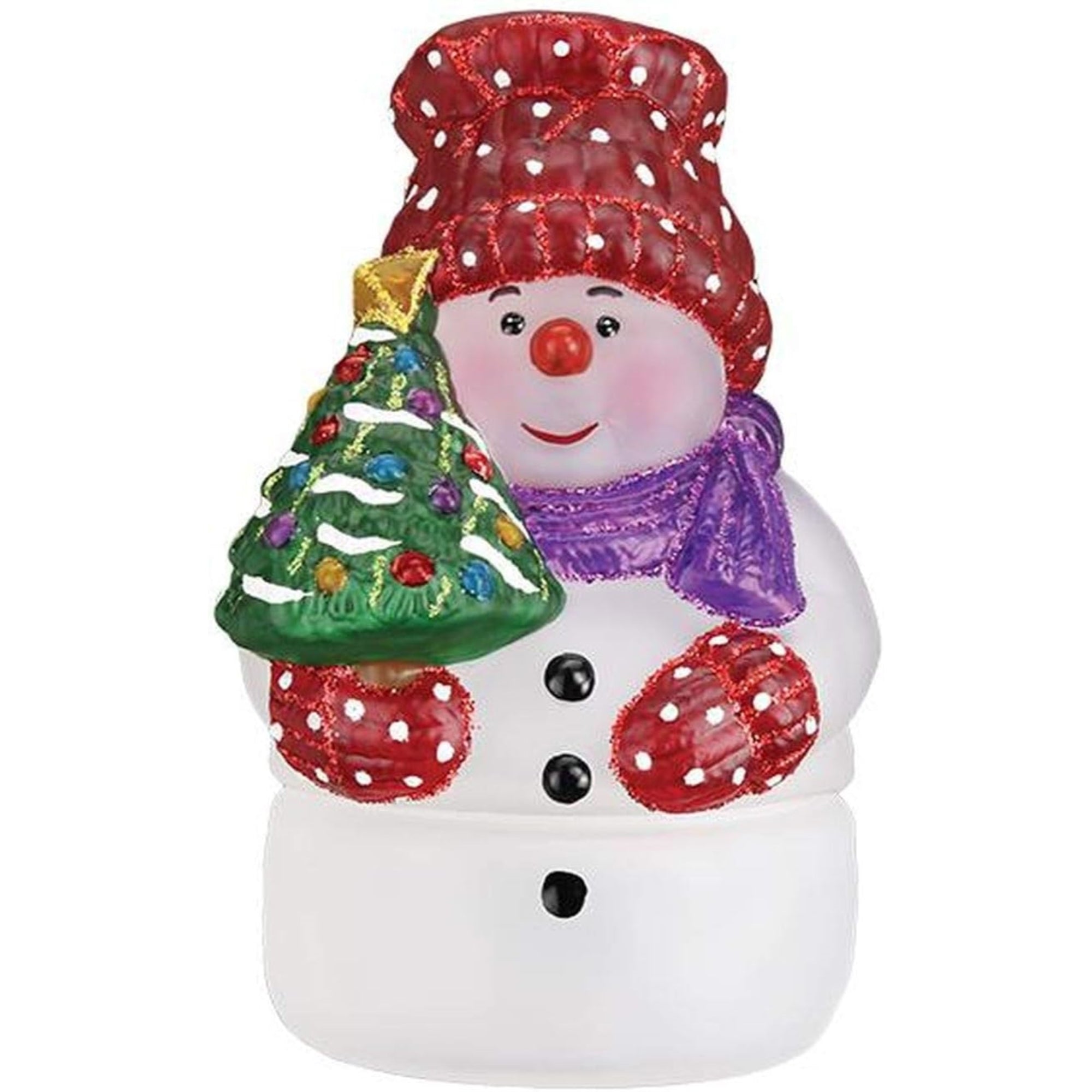 Old World Christmas Blown Glass Tea-light Candle Holder for Christmas Tree, Snowman with Tree