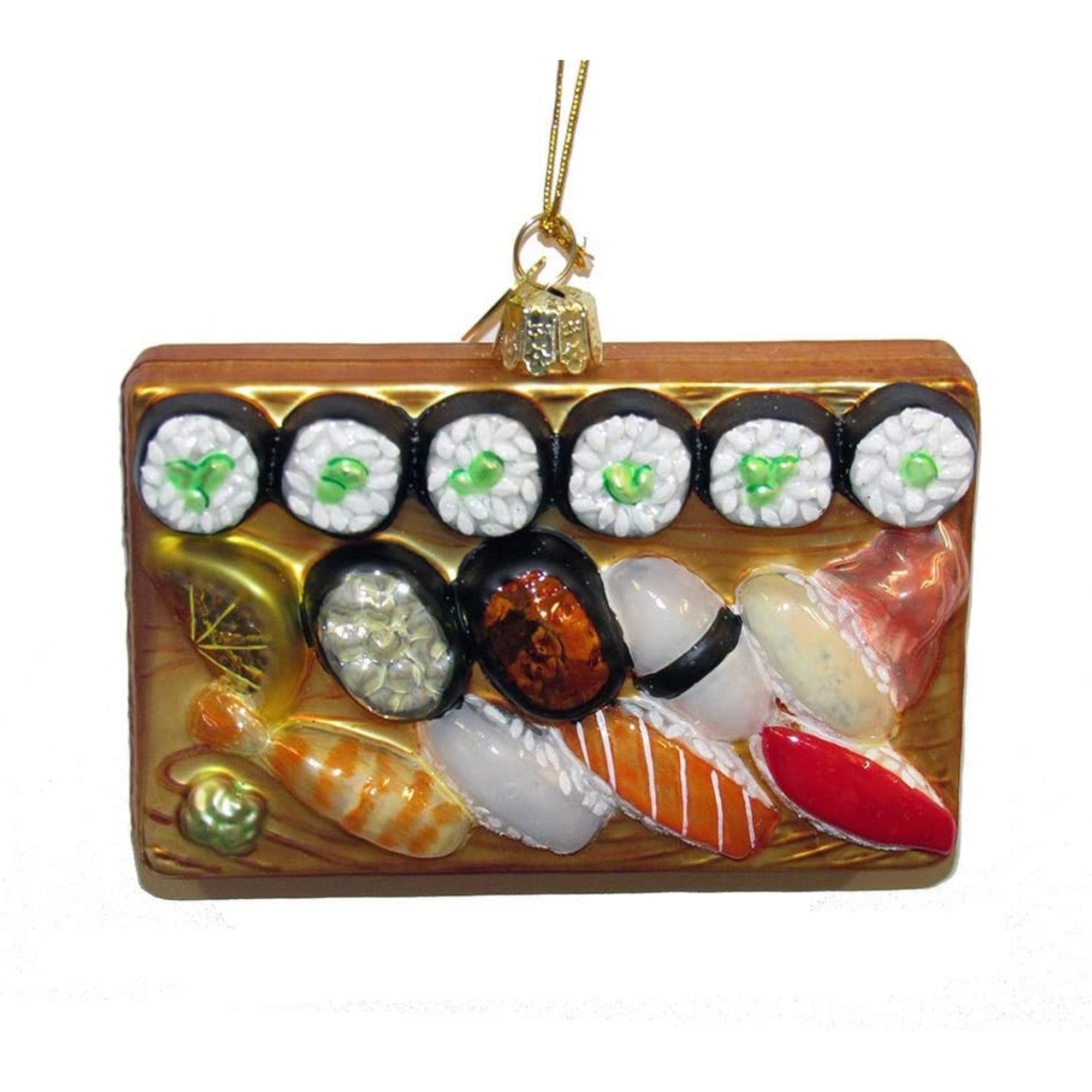 Kurt Adler Noble Gems Glass Ornament for Christmas Tree, Sushi Platter