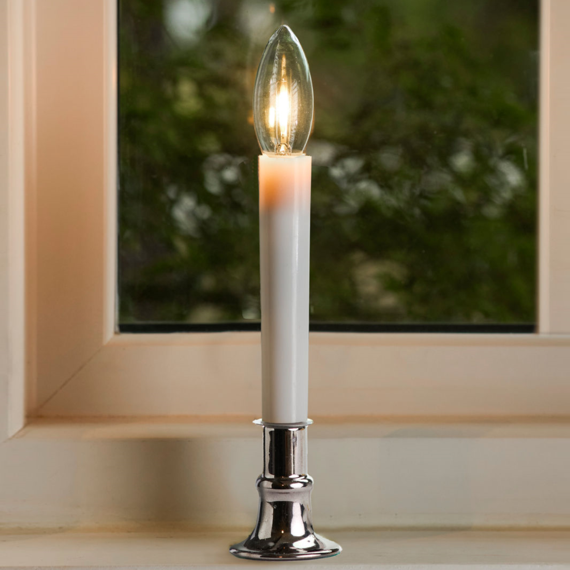 IMC Electric Candle with Warm White LED Bulb and Timer, Dark Pewter, 9"