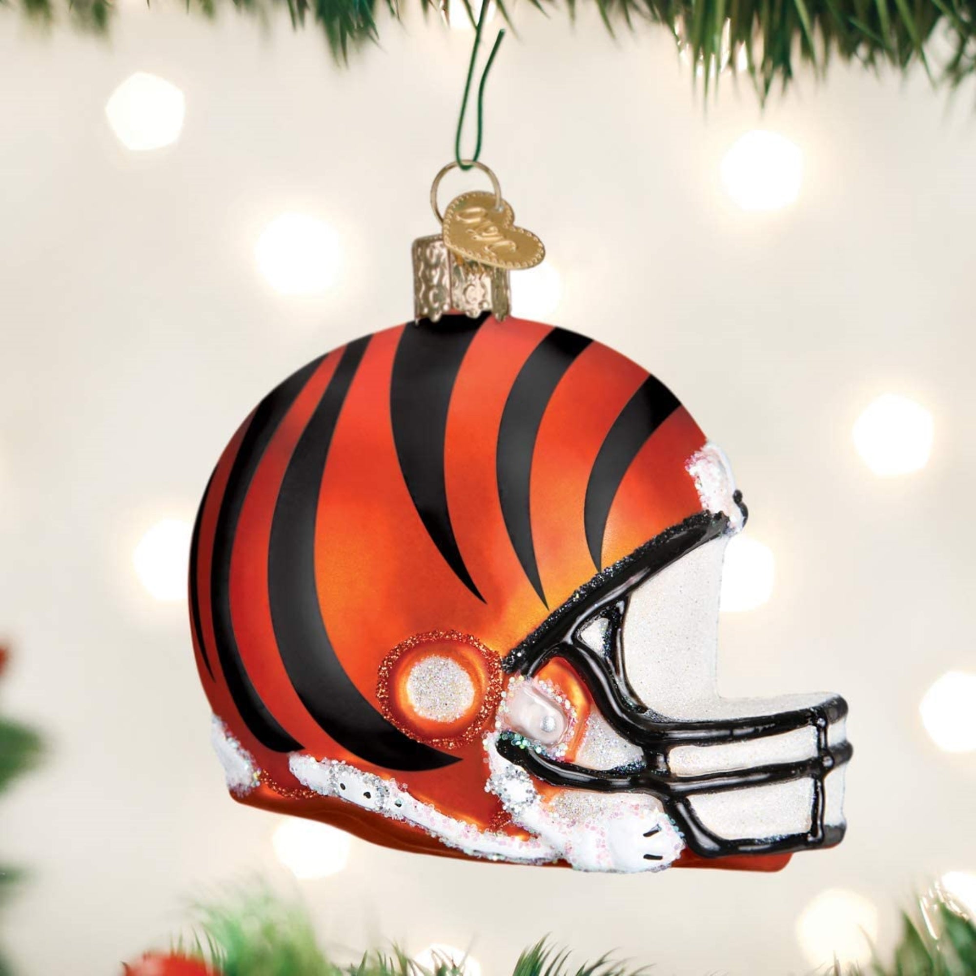 Old World Christmas Blown Glass Ornament for Christmas Tree, Cincinnati Bengals Helmet