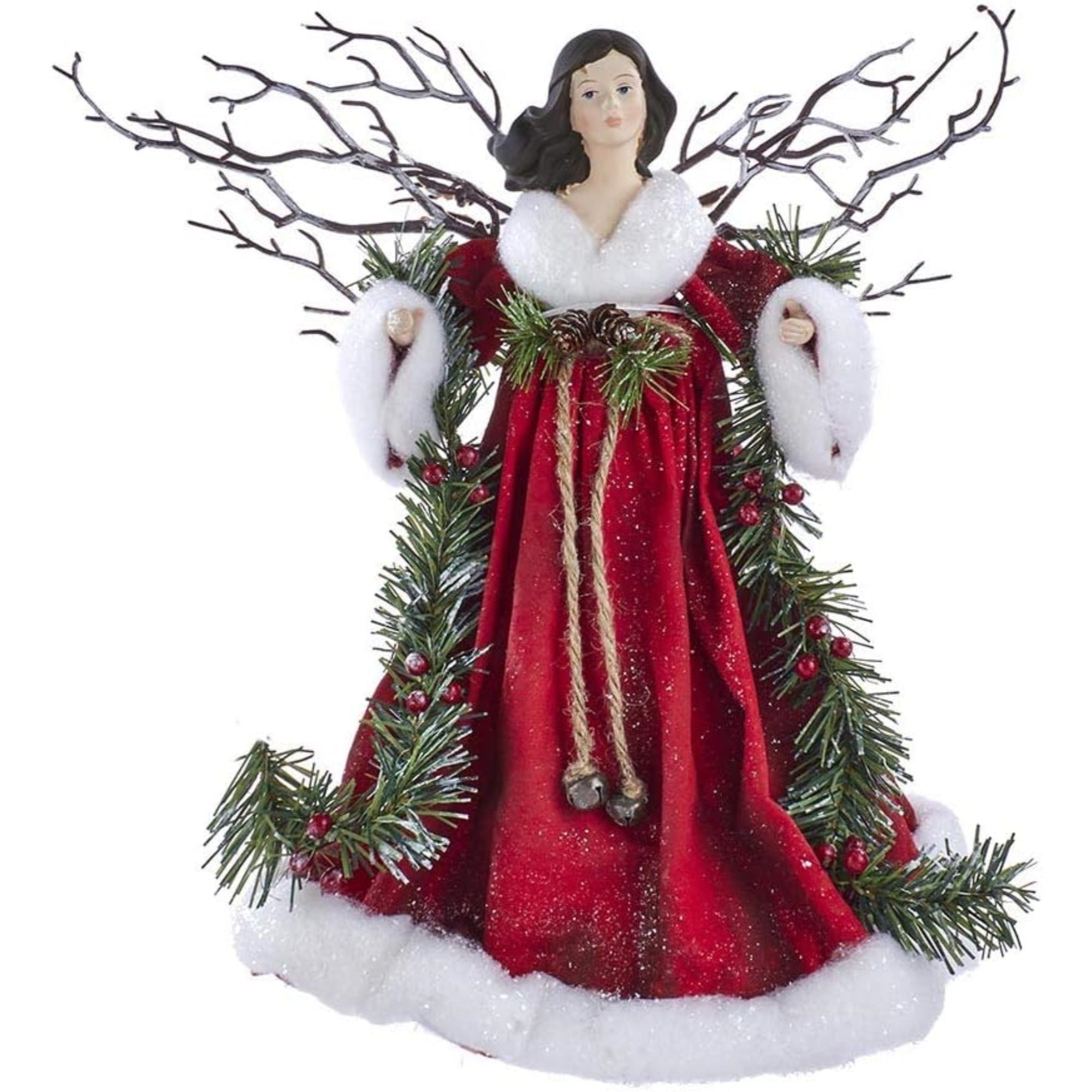 Kurt Adler Fabric Mache Angel Christmas Tree Topper, 14in