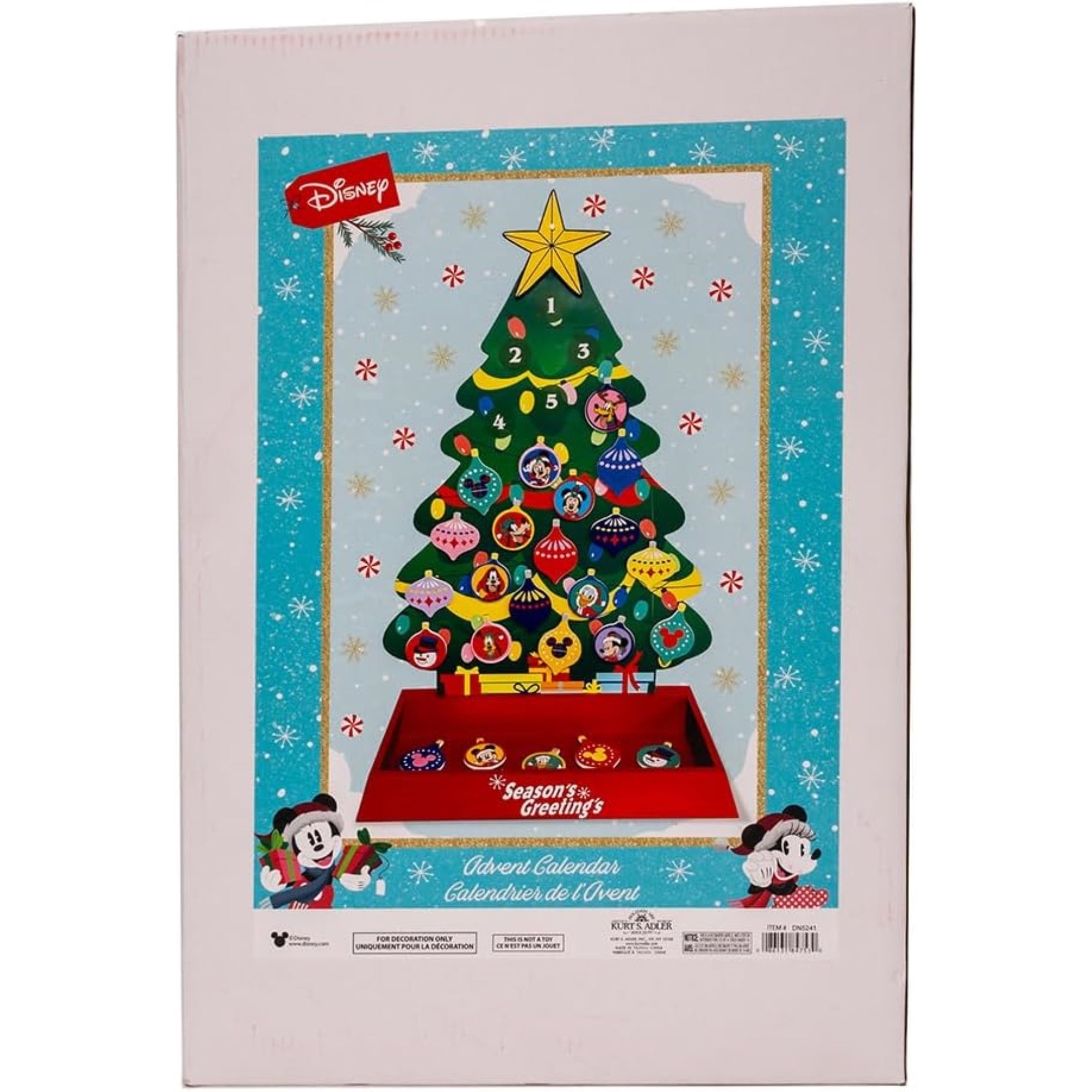 Kurt Adler Officially Licensed Disney Advent Tree with Magnetic Ornaments, 16"