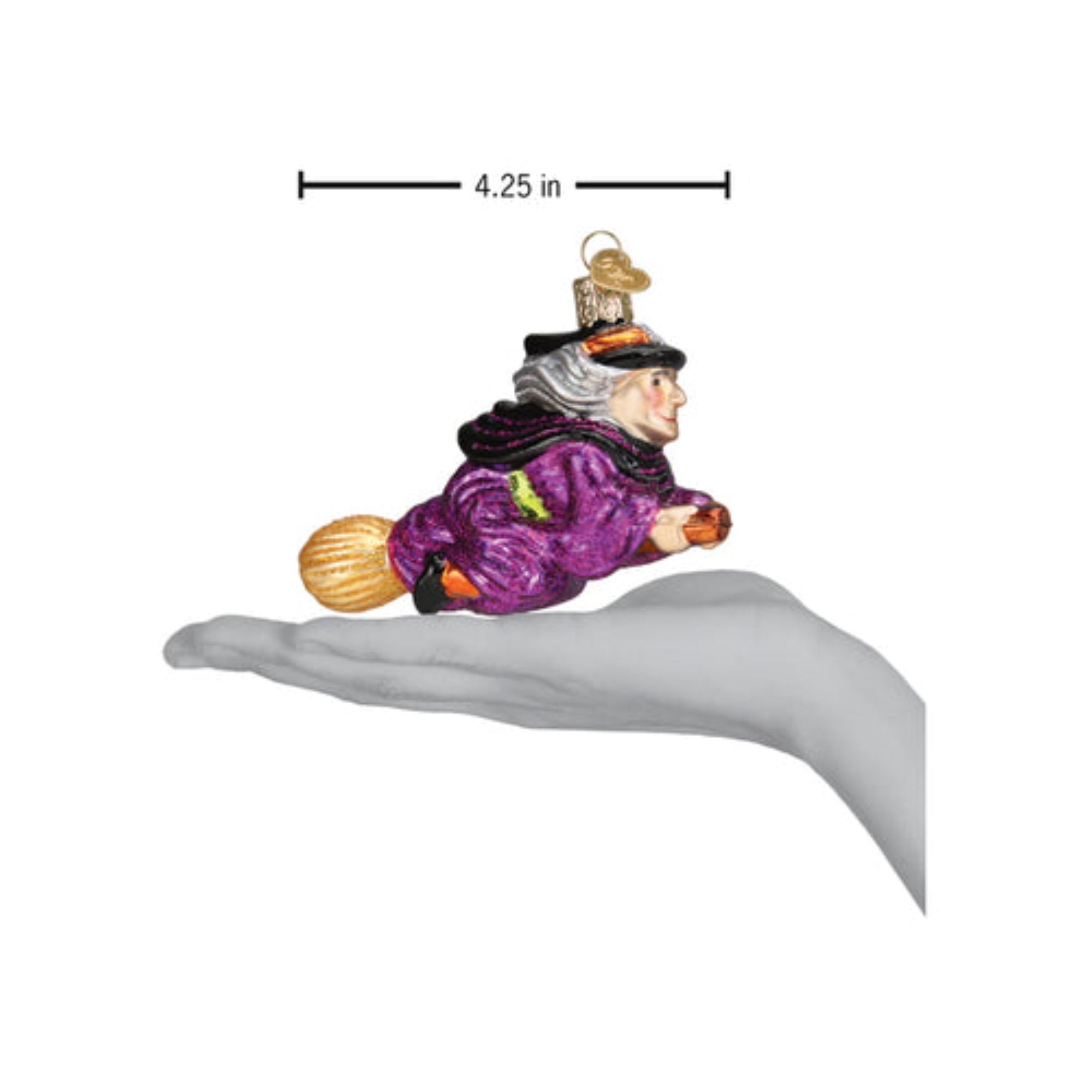 Old World Christmas Witch On Broomstick Blown Glass Holiday Ornament For Tree