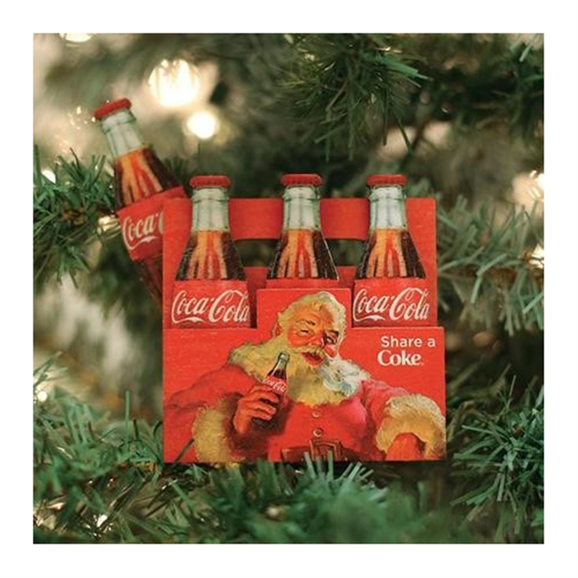 Old World Christmas Ginger Cottage Wooden Ornament for Christmas Tree, Coca-Cola Six Pack