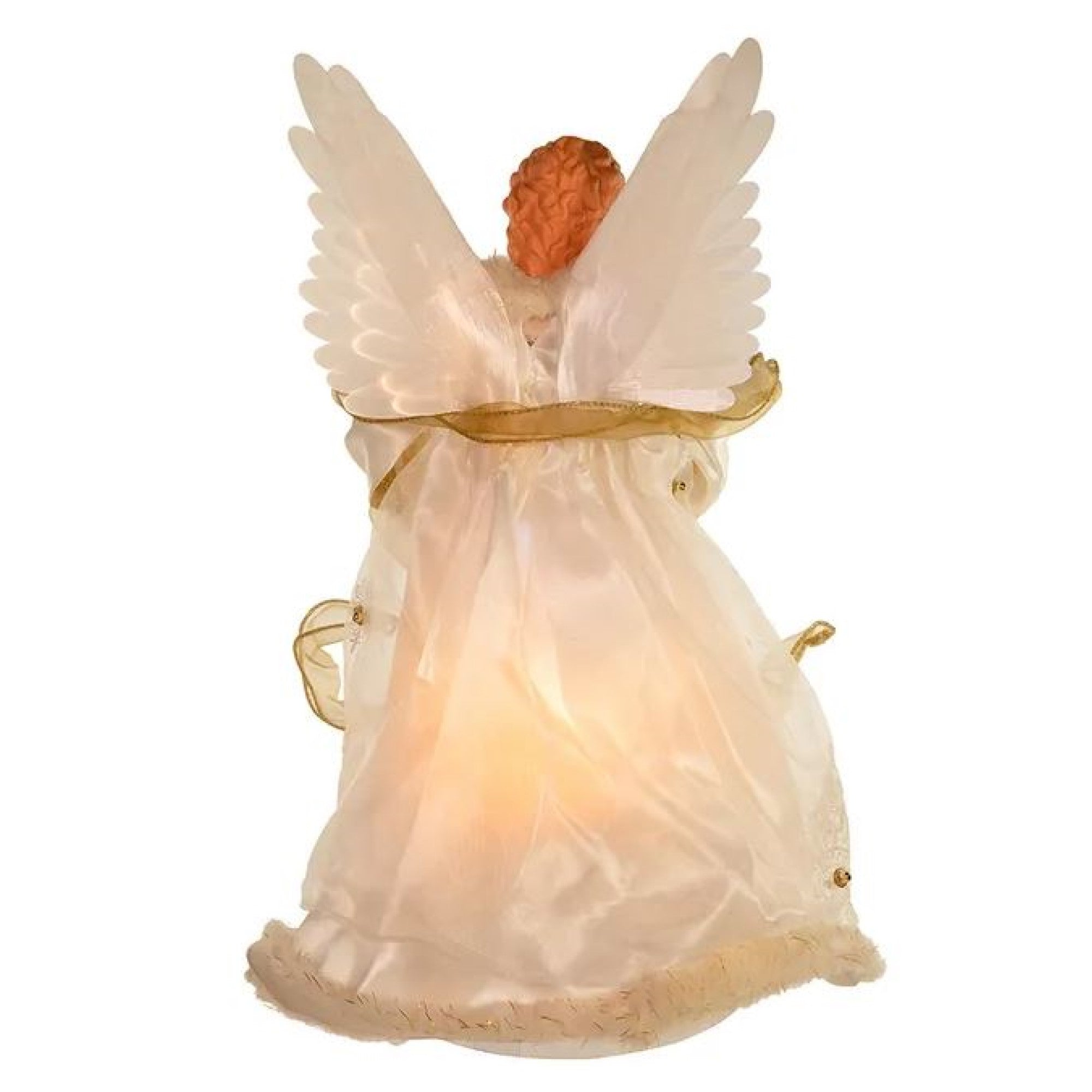 Kurt Adler Fiber Optic Animated Angel Tree Topper, Ivory/Gold, 14in