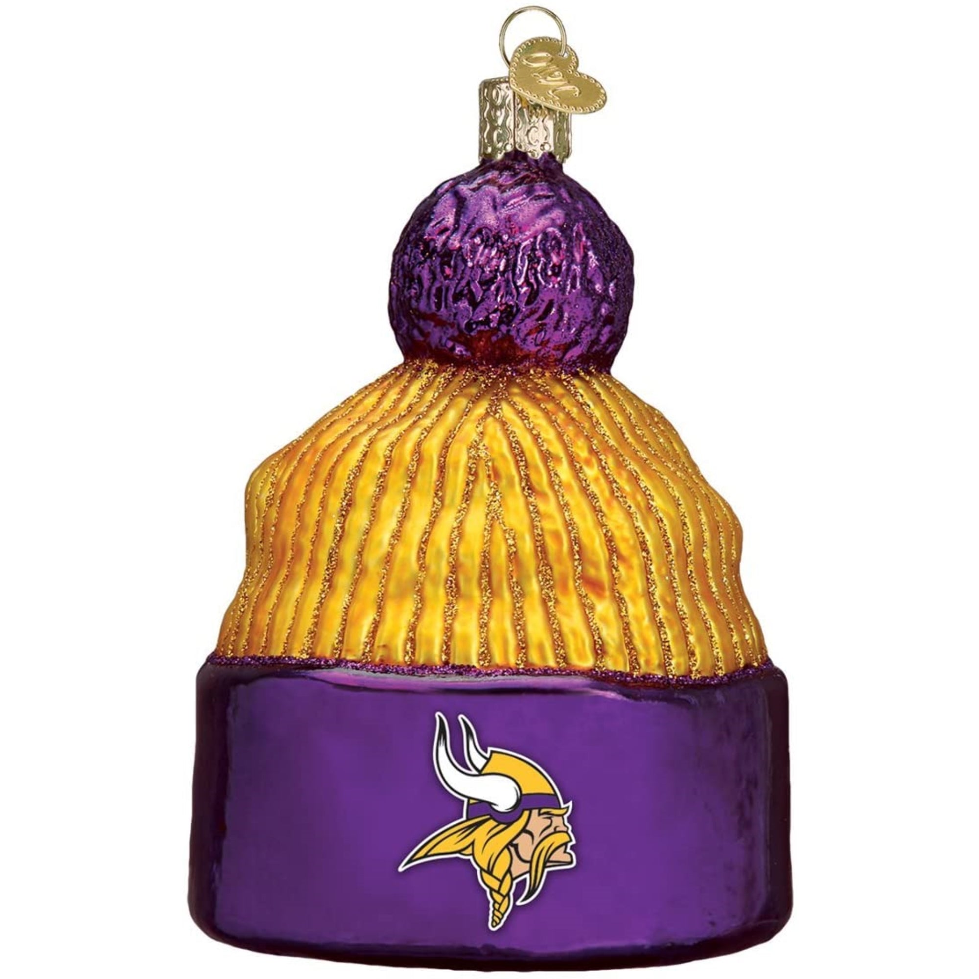 Old World Christmas Blown Glass Ornament for Christmas Tree, Minnesota Vikings Beanie