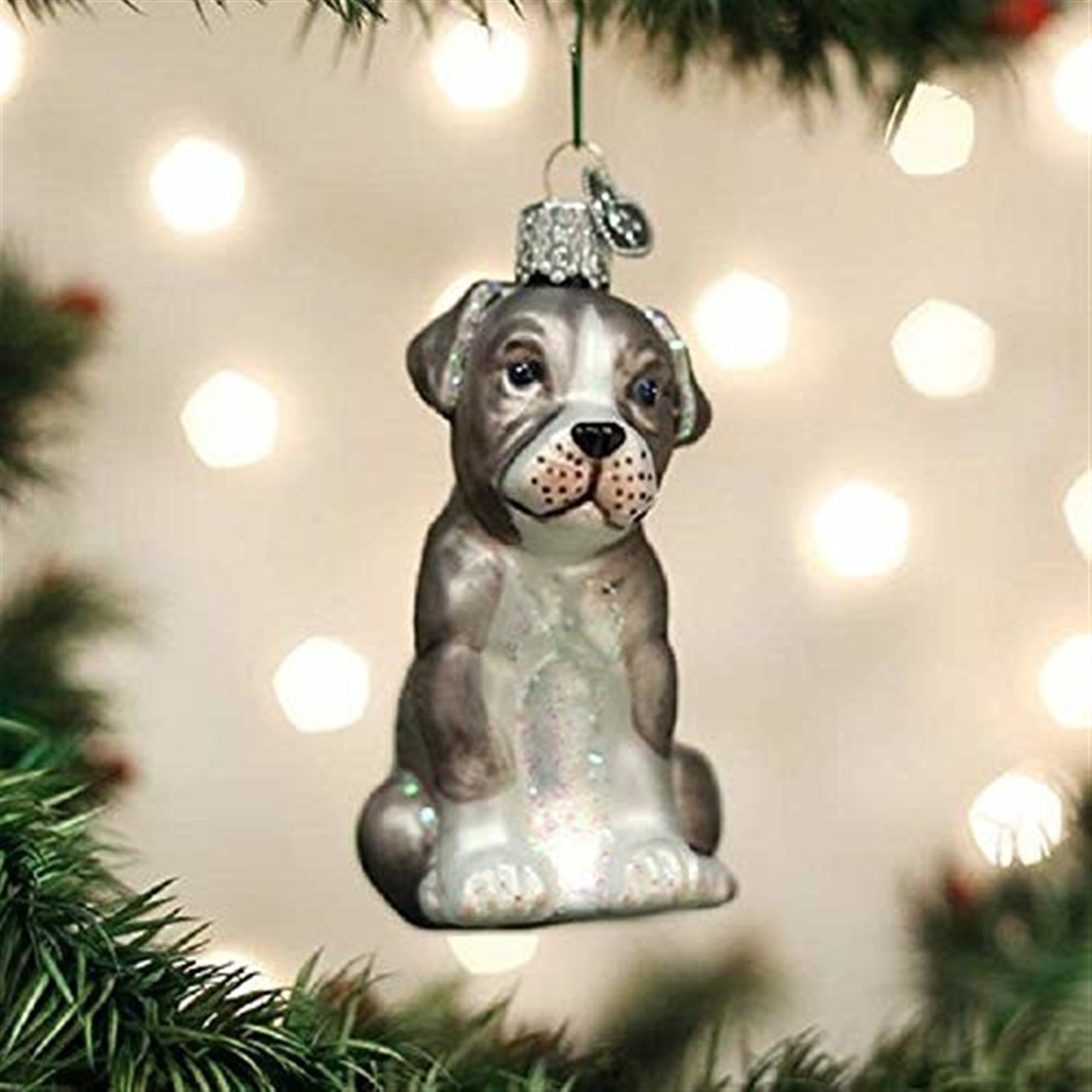 Old World Christmas Blown Glass Ornament for Christmas Tree, Pitbull Pup