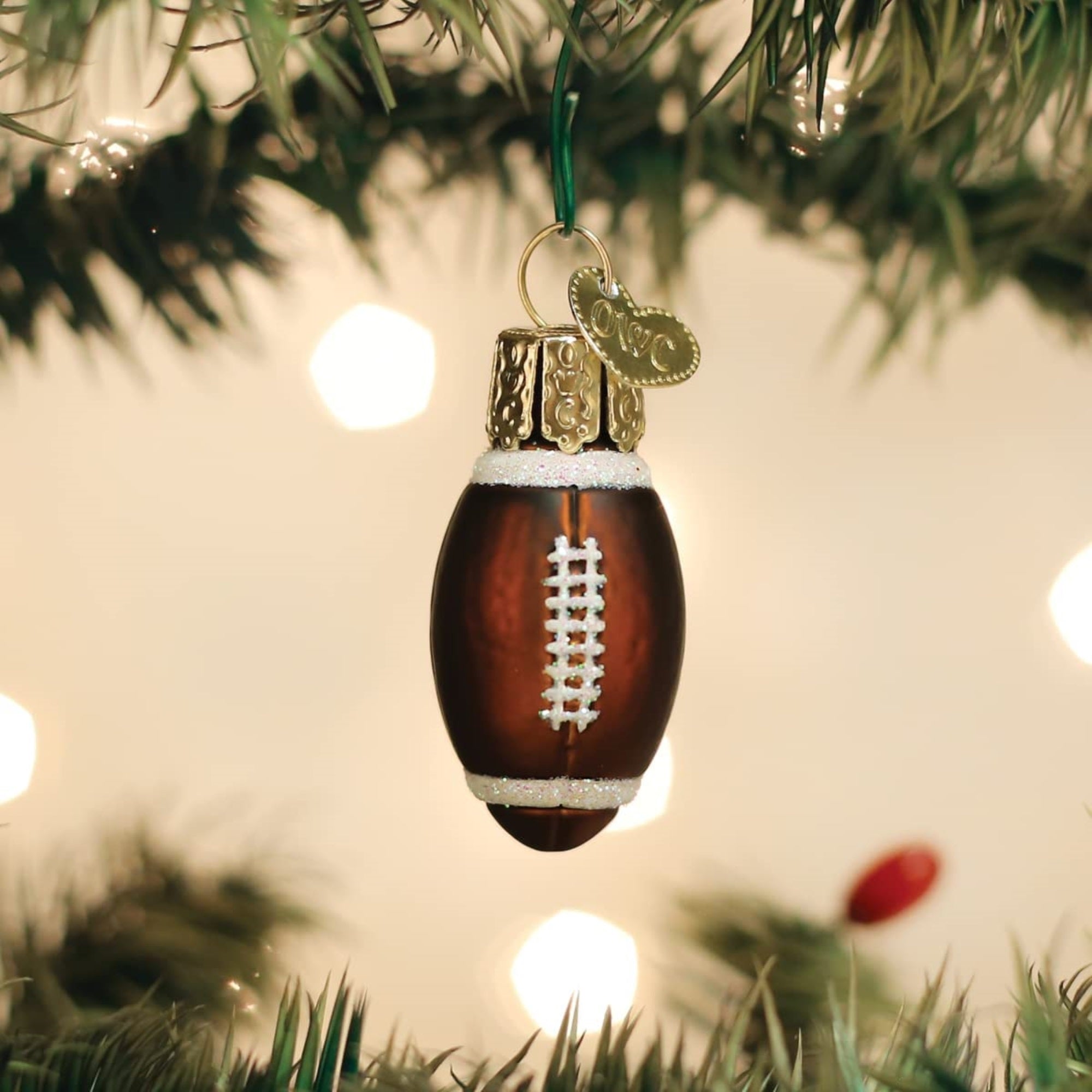 Old World Christmas Blown Glass Mini Ornament for Christmas Tree, Football