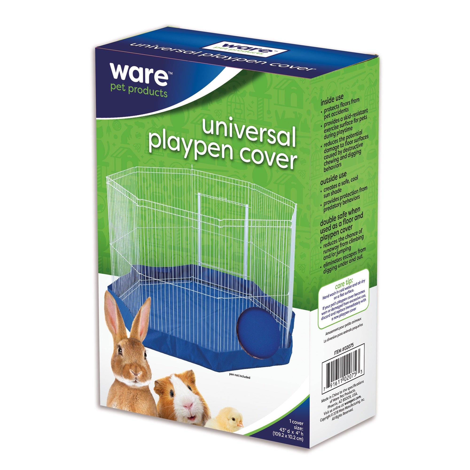 Ware Manufacturing Universal Playpen Cover, Assorted Colors, Blue or Green (Pack of 1)