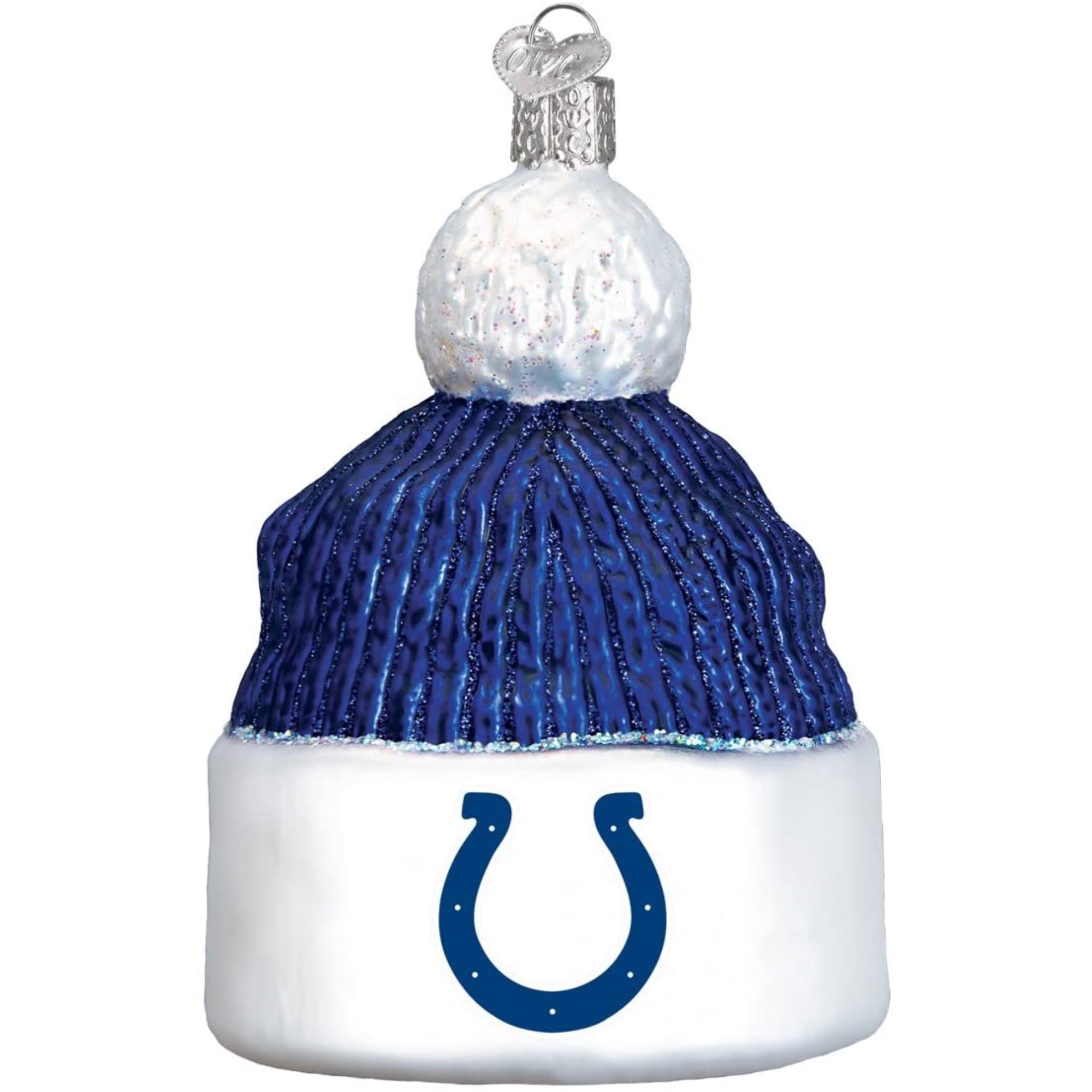 Old World Christmas Blown Glass Ornament for Christmas Tree, Indianapolis Colts Beanie