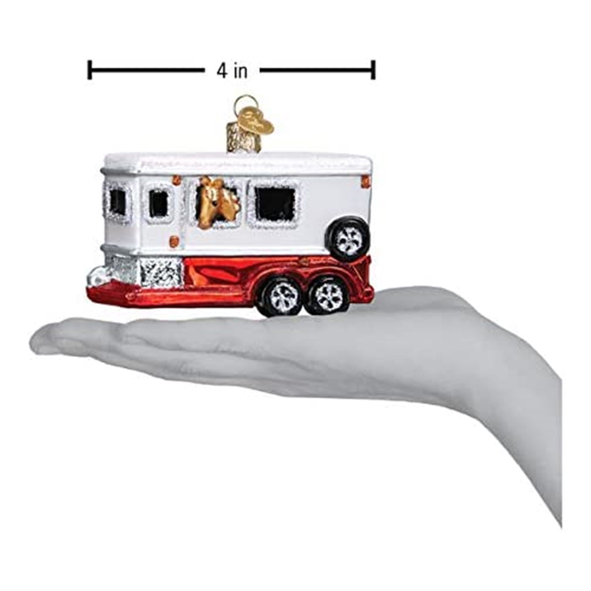 Old World Christmas Blown Glass Ornament for Christmas Tree, Horse Trailer