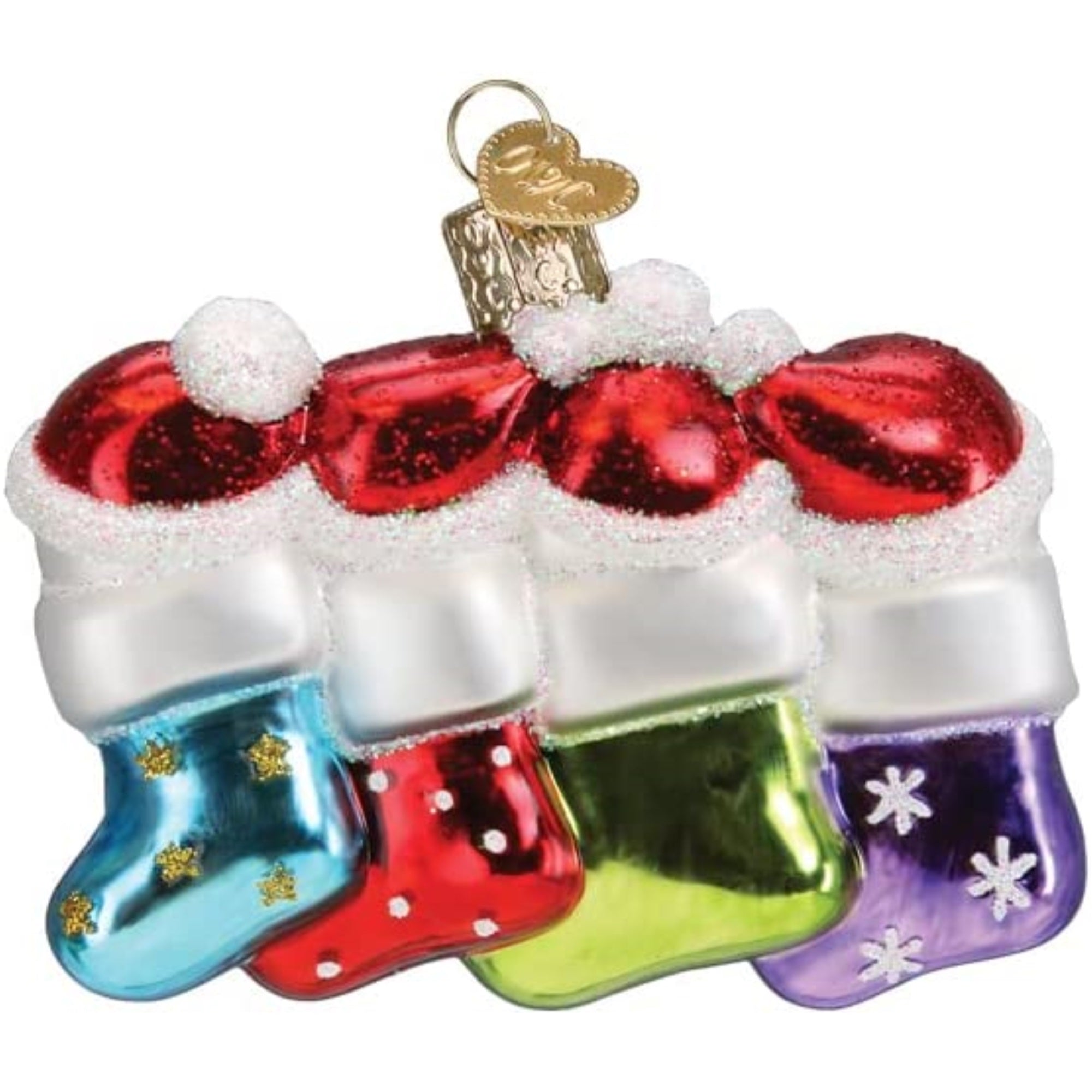 Old World Christmas Blown Glass Ornament for Christmas Tree, Snow Family of 4