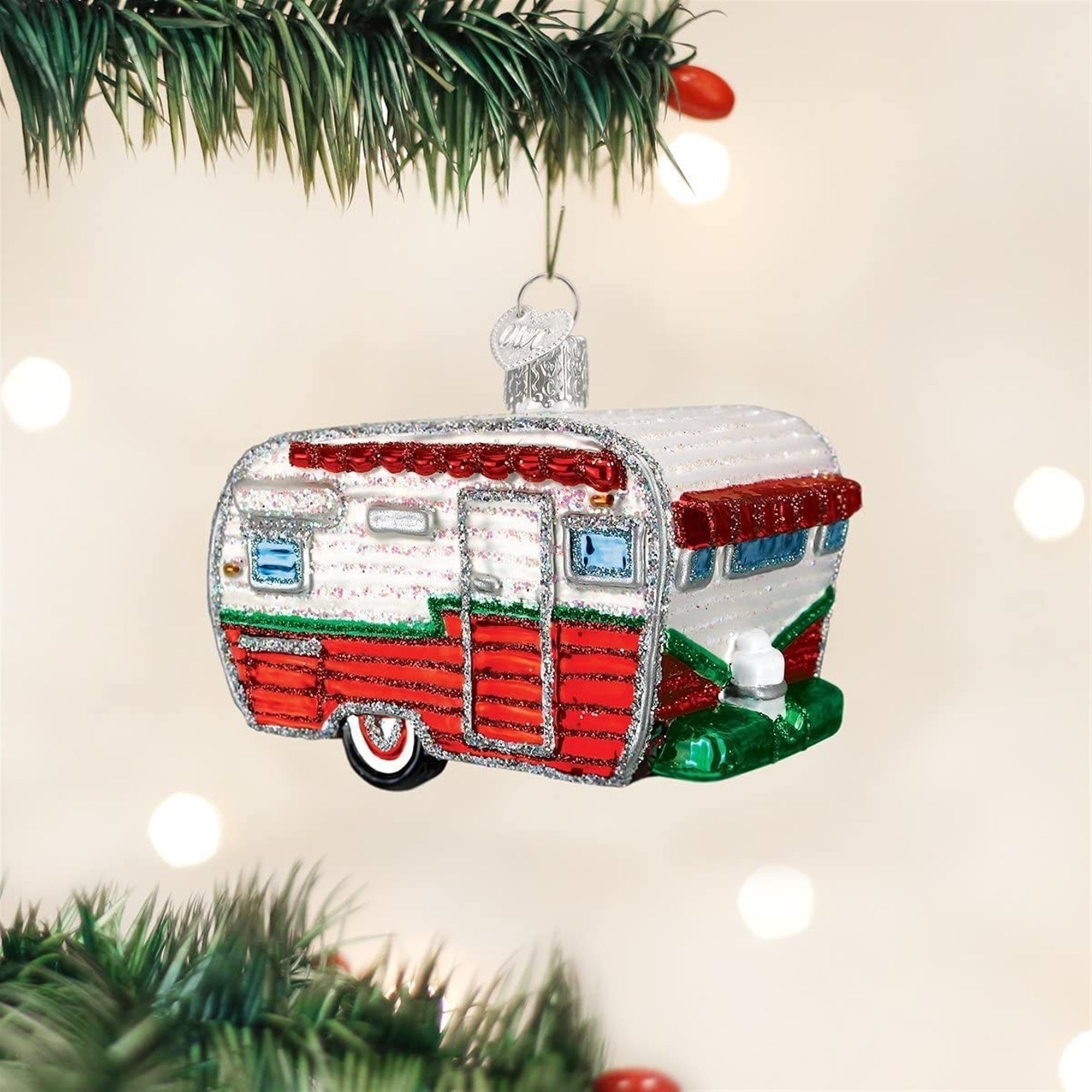 Old World Christmas Blown Glass Ornament for Christmas Tree, Travel Trailer