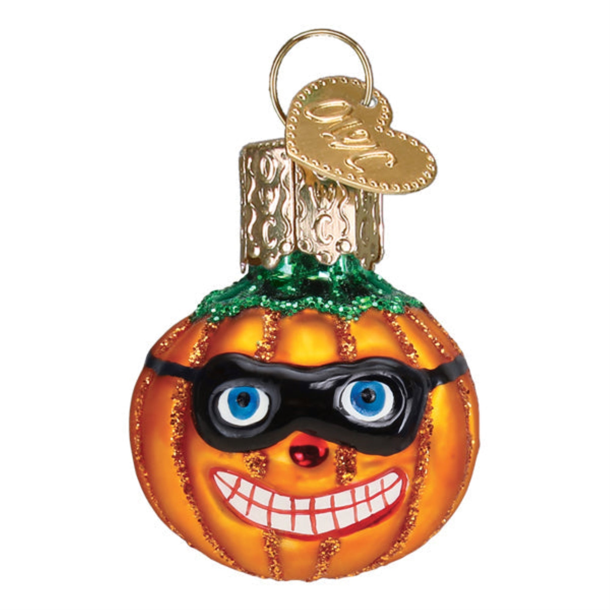 Old World Christmas Blown Glass Hanging Ornament for Halloween, Mini Masked Jack O'Lantern (with OWC Gift Box)