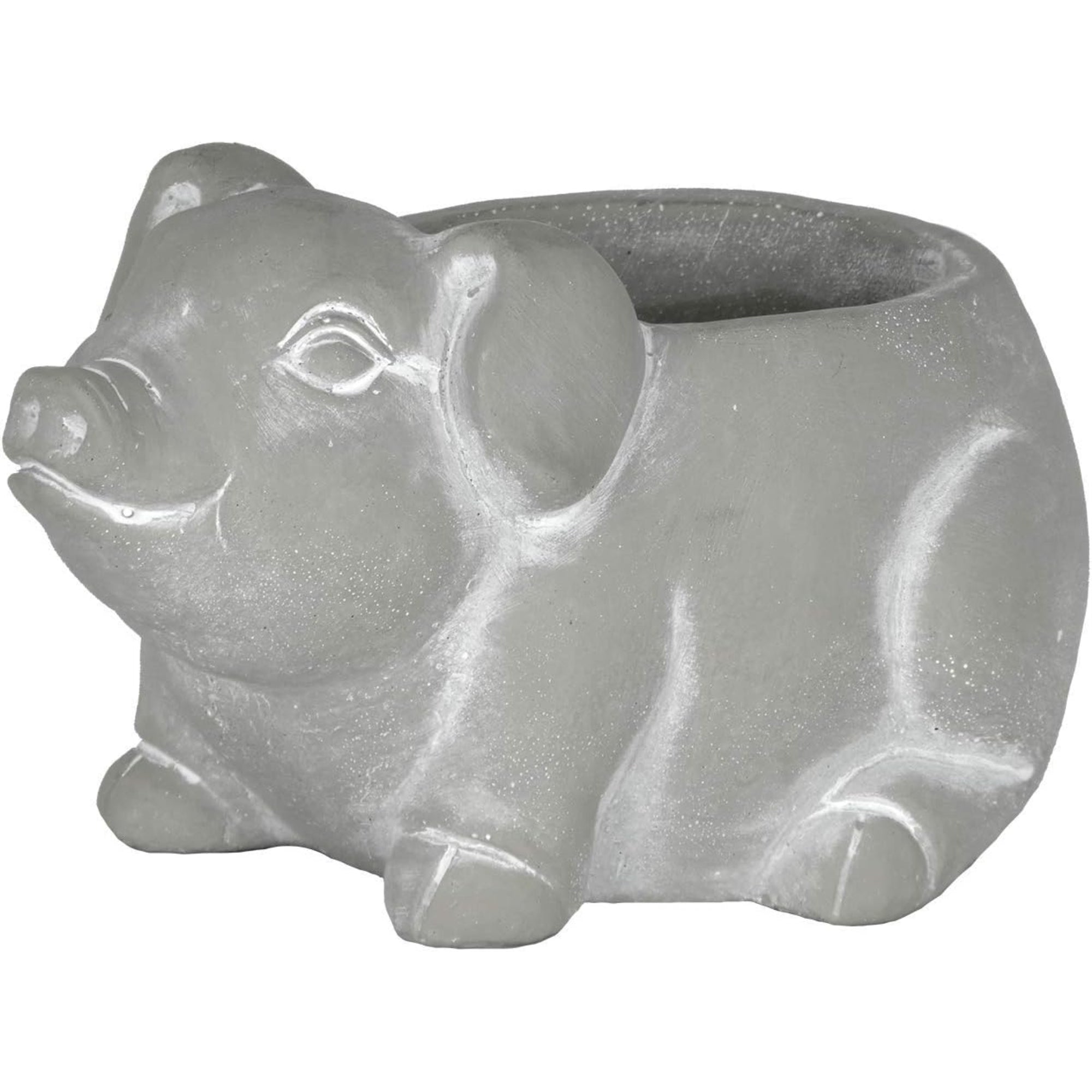 Classic Home and Garden Cement Buddies Indoor/Outdoor Planter with Drainage Hole, Piglet