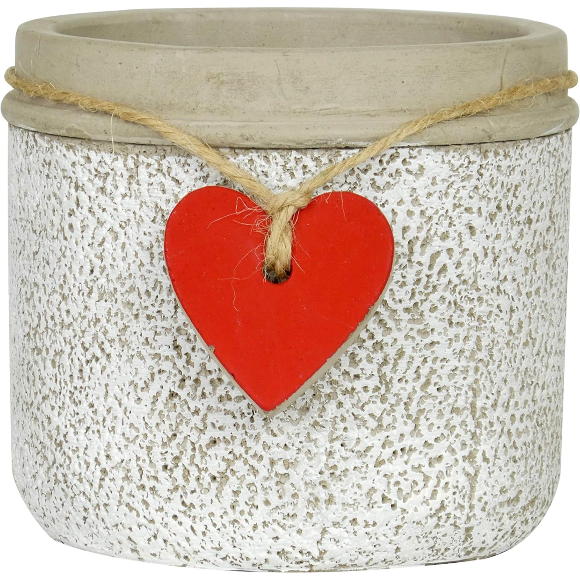 Classic Home and Garden Indoor or Outdoor Cement Heart Pot Planter, Whitewash