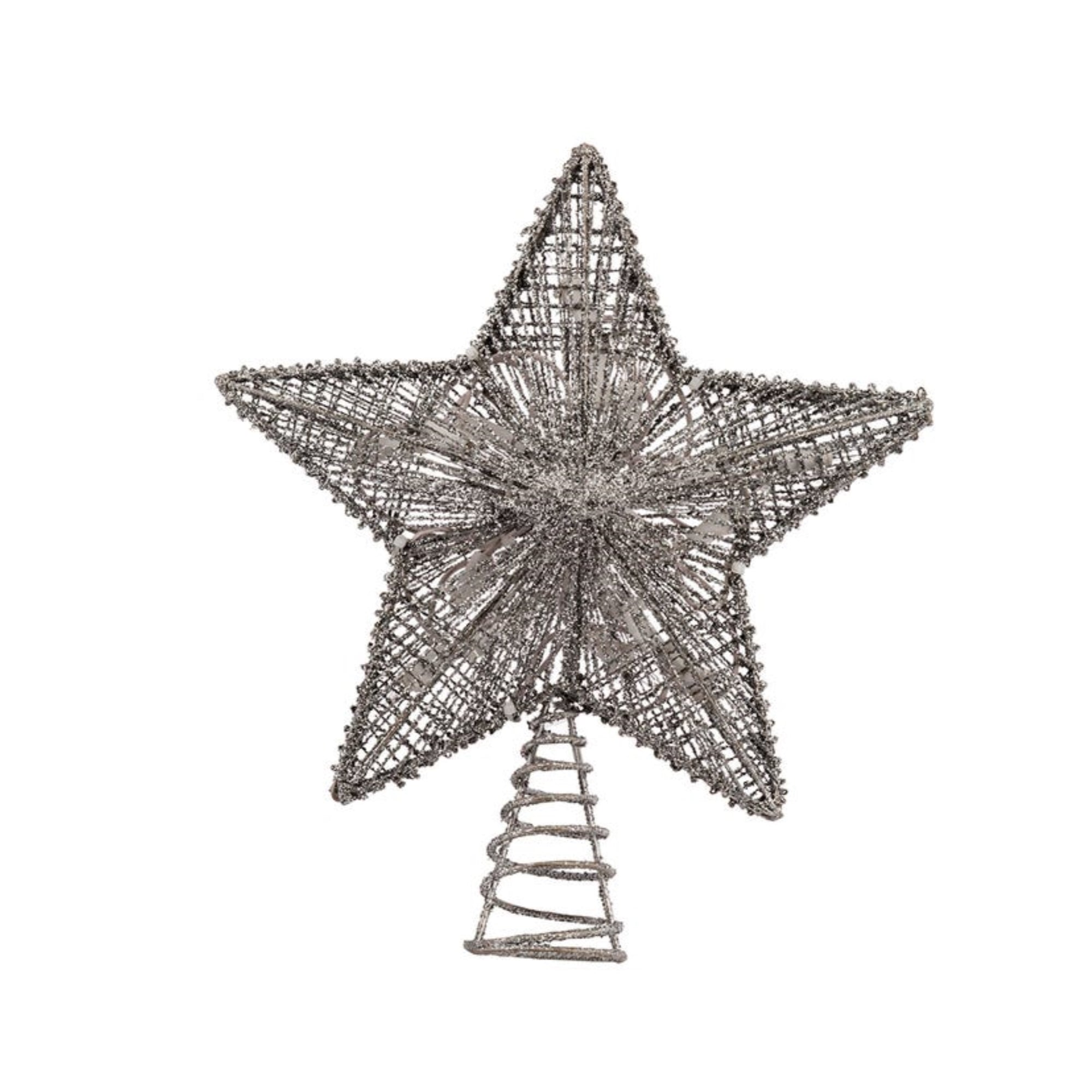 Kurt Adler UL 20-Light Silver Star Treetop for Christmas Tree, 10"