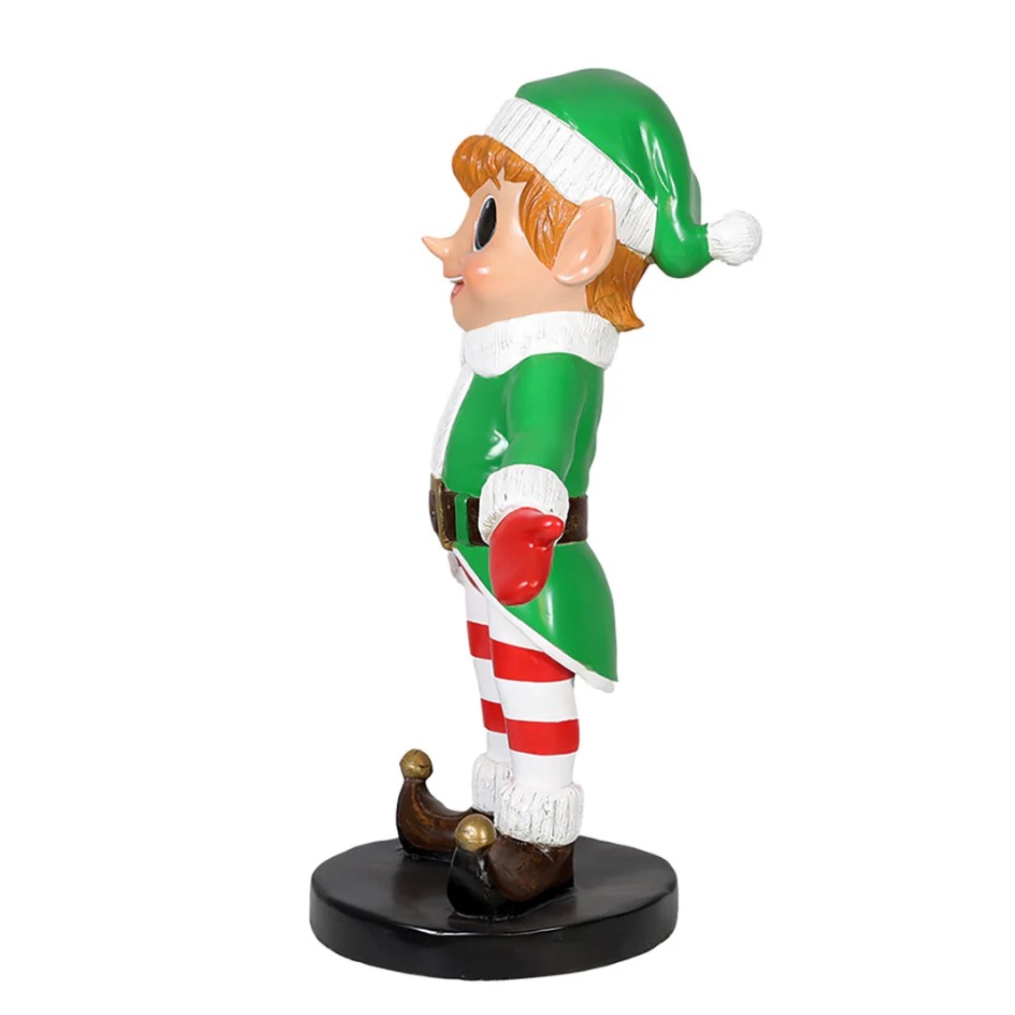 Garden Elements Fiberglass Elf Boy Standing Christmas Statue Yard Decor, 36in