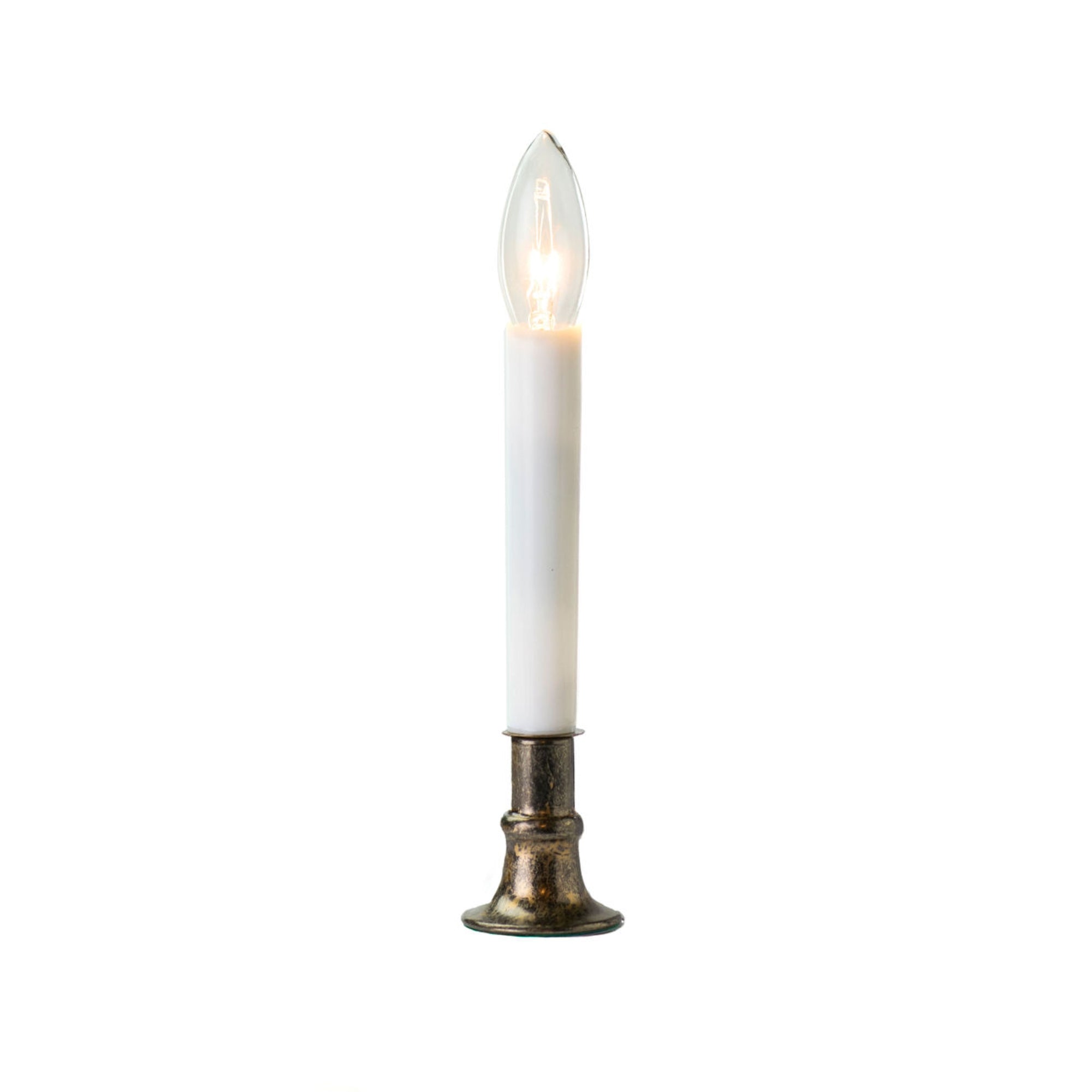 IMC Electric Candle with Warm White LED Bulb and Timer, Antique Bronze, 9"